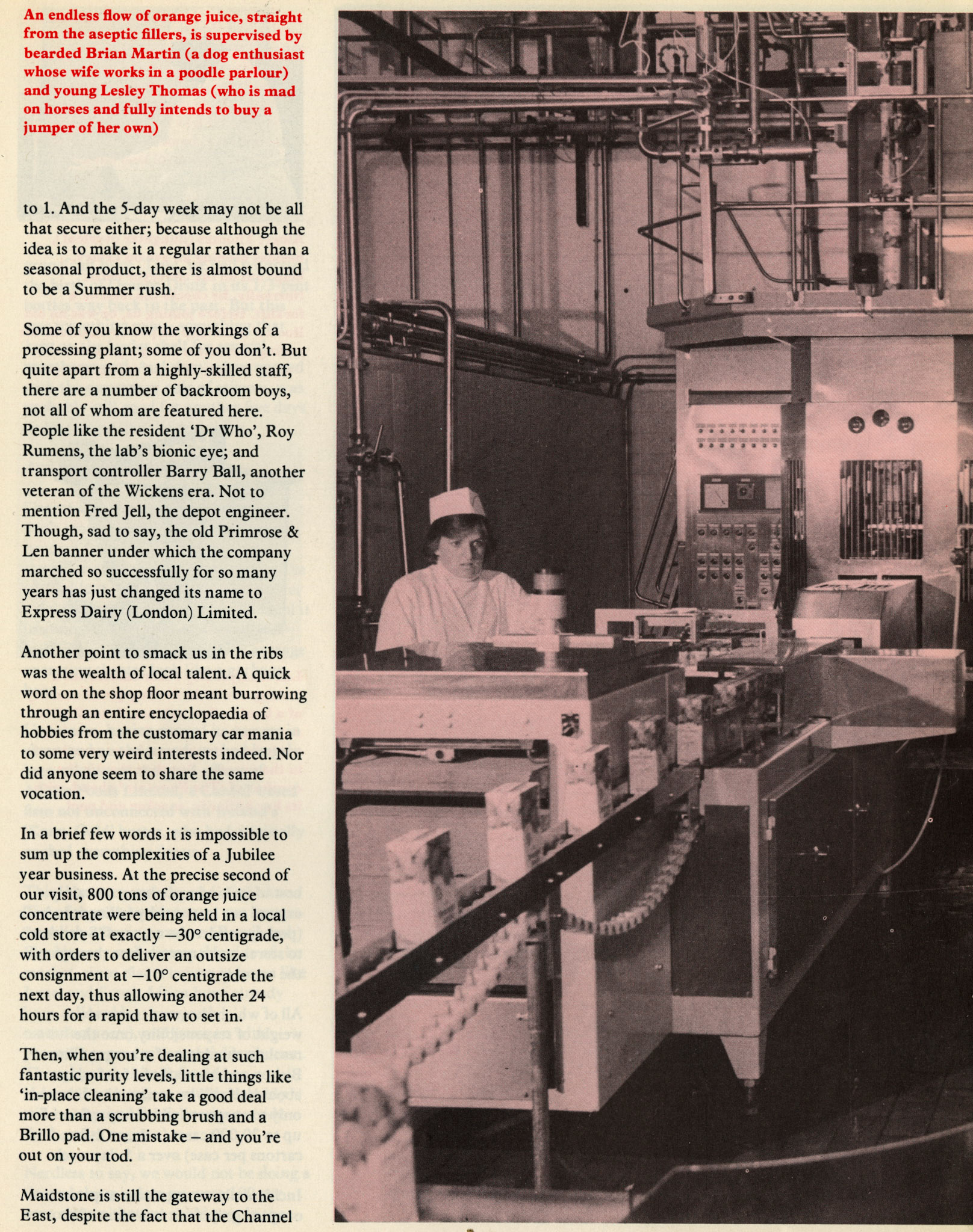 1977 - UHT production of milk and juice