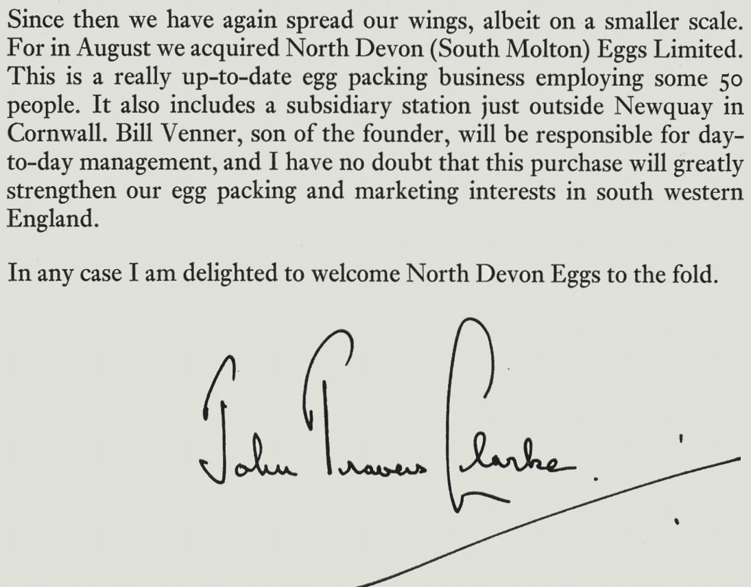 1973 North Devon (South Molton) Eggs is acquired by Express. (Express News Autumn)