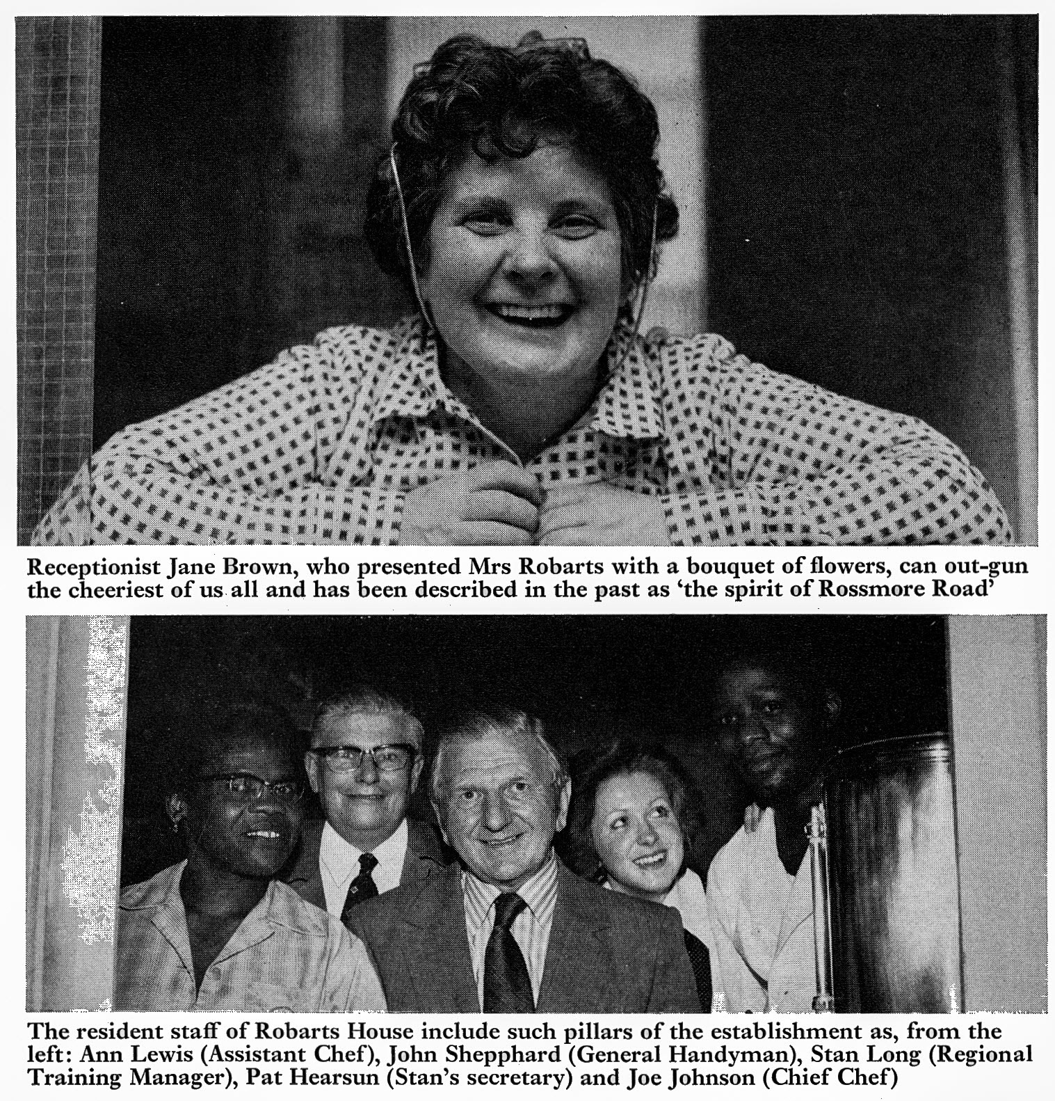 1974 Robarts House Training Centre key staff. (Express News Autumn)
