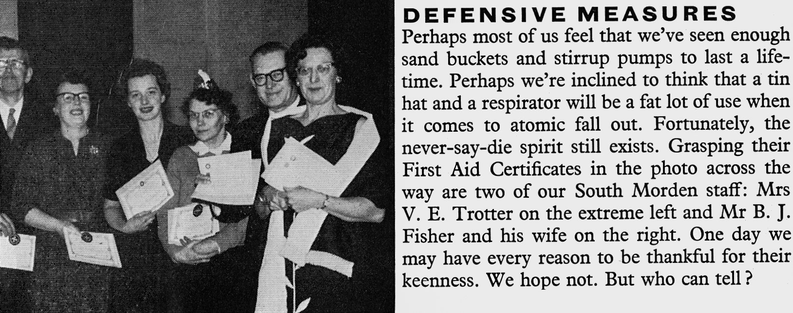 1960 South Morden First Aiders receive certificates.  (Express News Spring)