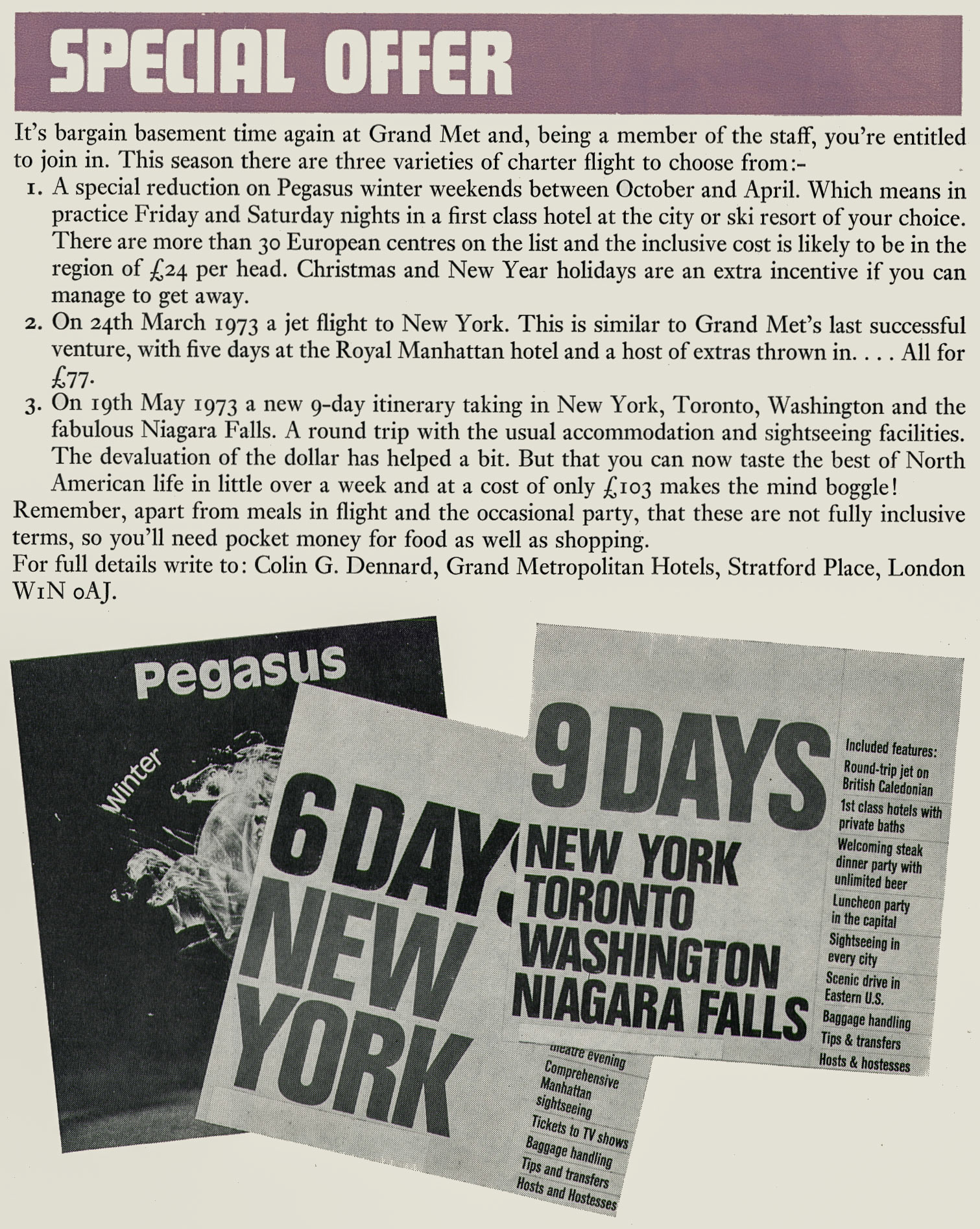 1972 Grand Met special travel offers. (Express News Autumn)