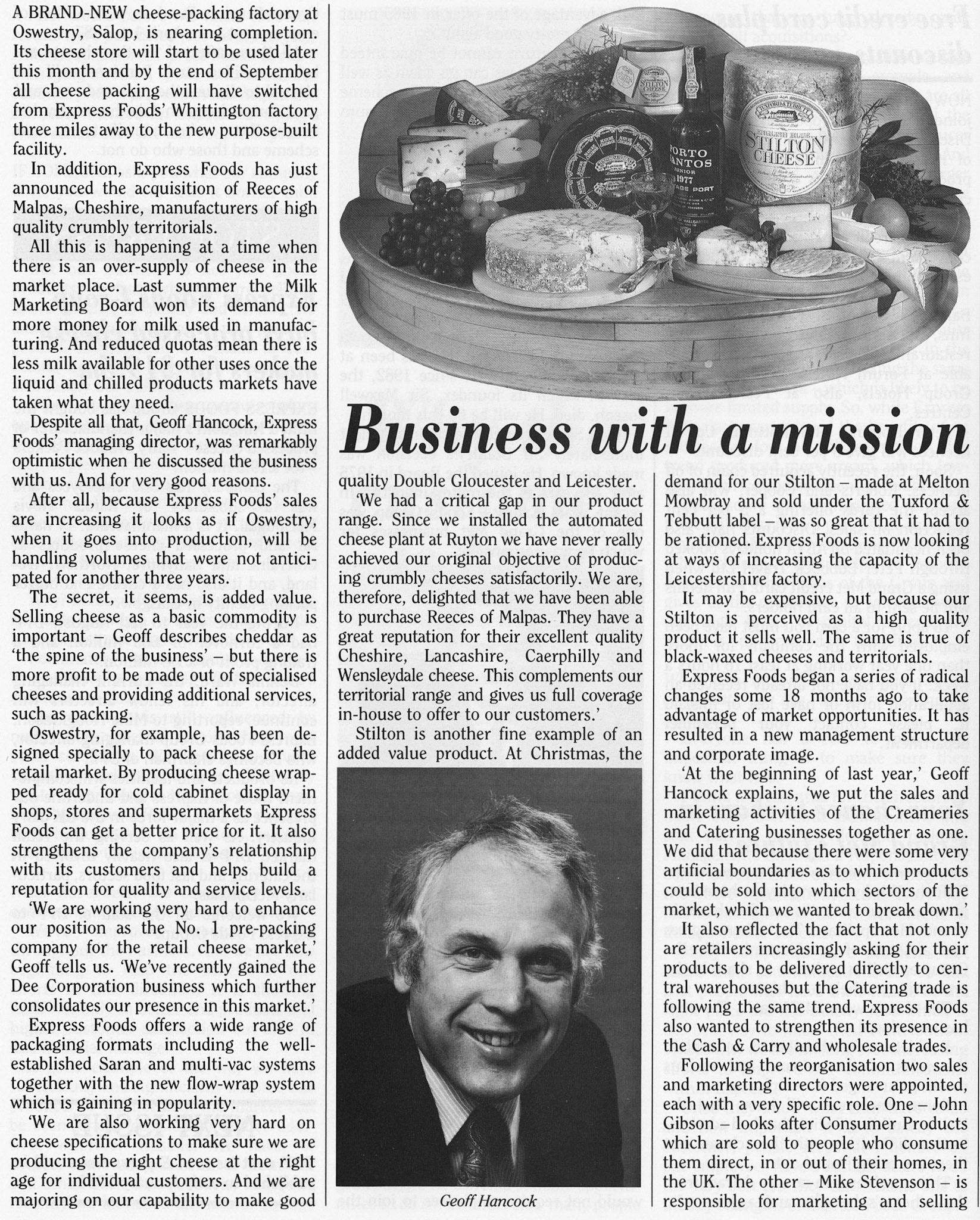 1987 Express Foods mission following the acquisition of Reece's of Malpas