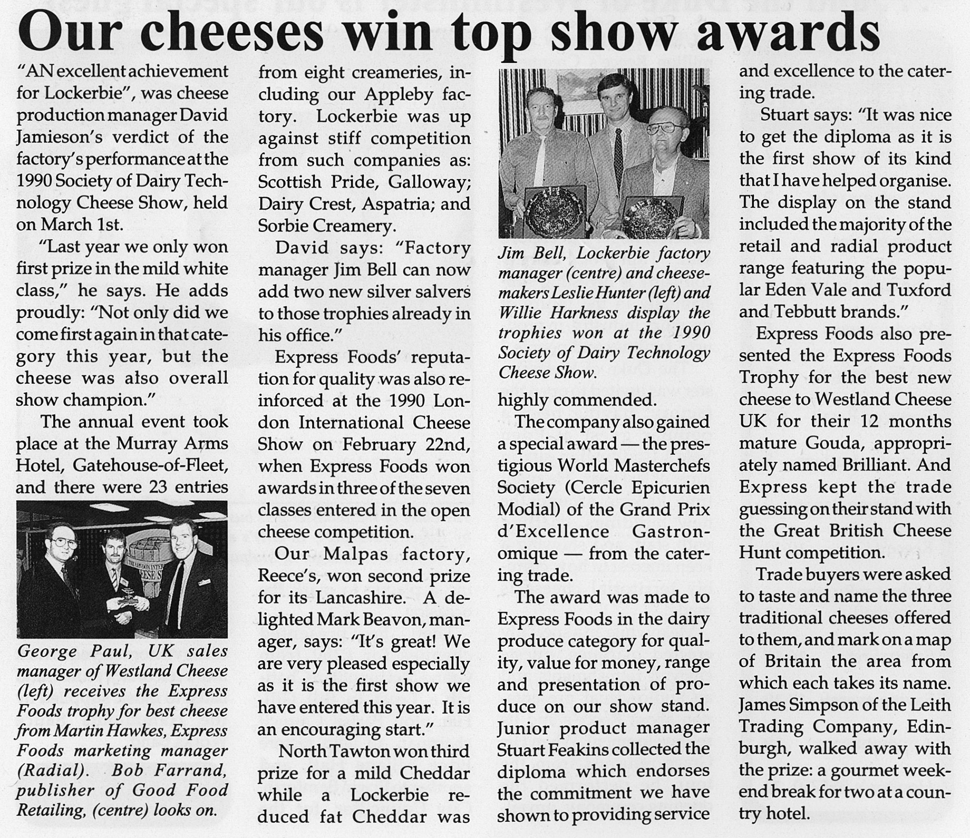 1990 Lockerbie cheeses win top awards