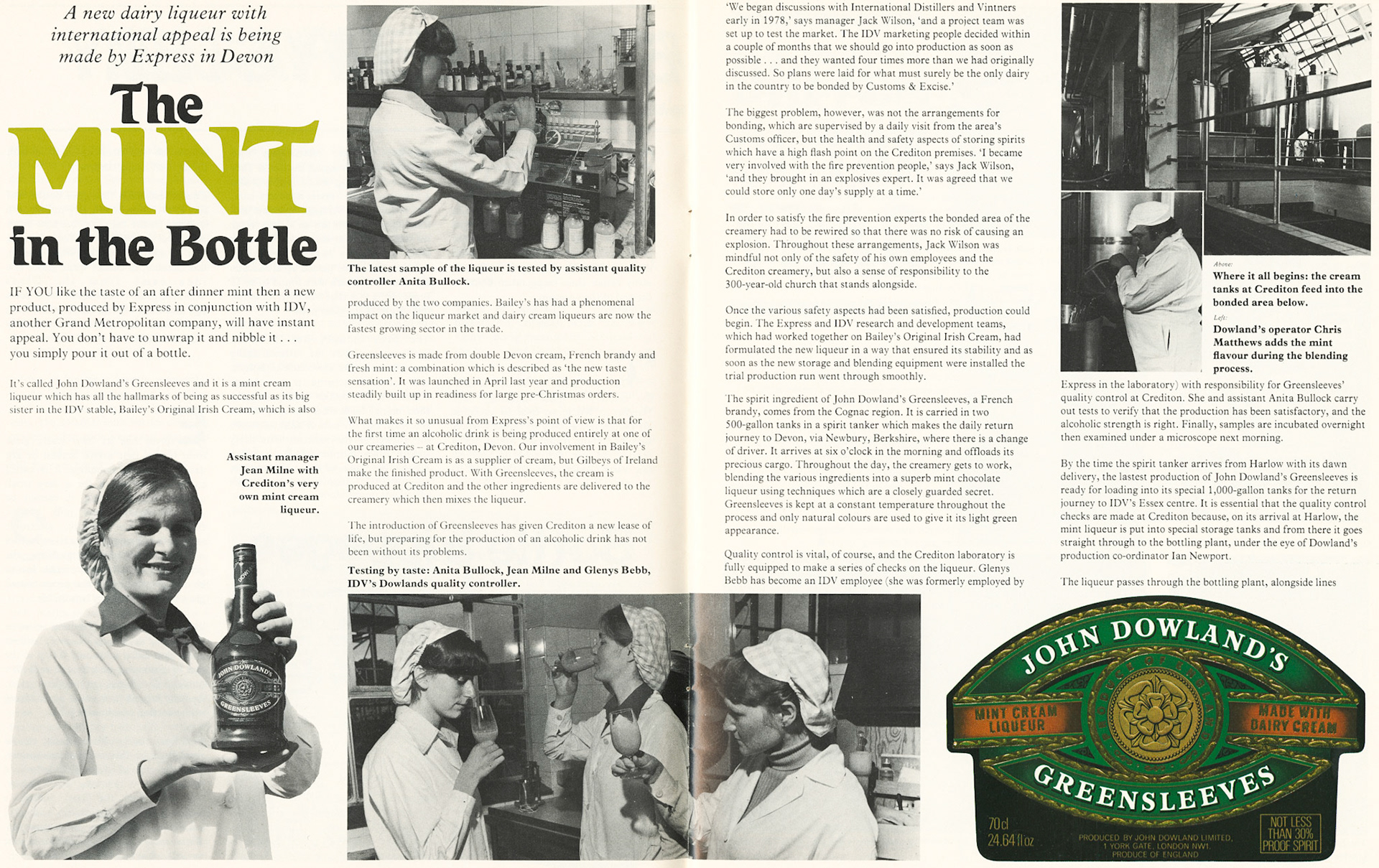 1980 John Dowlands 'Greensleeves' liqueur being produced at Crediton