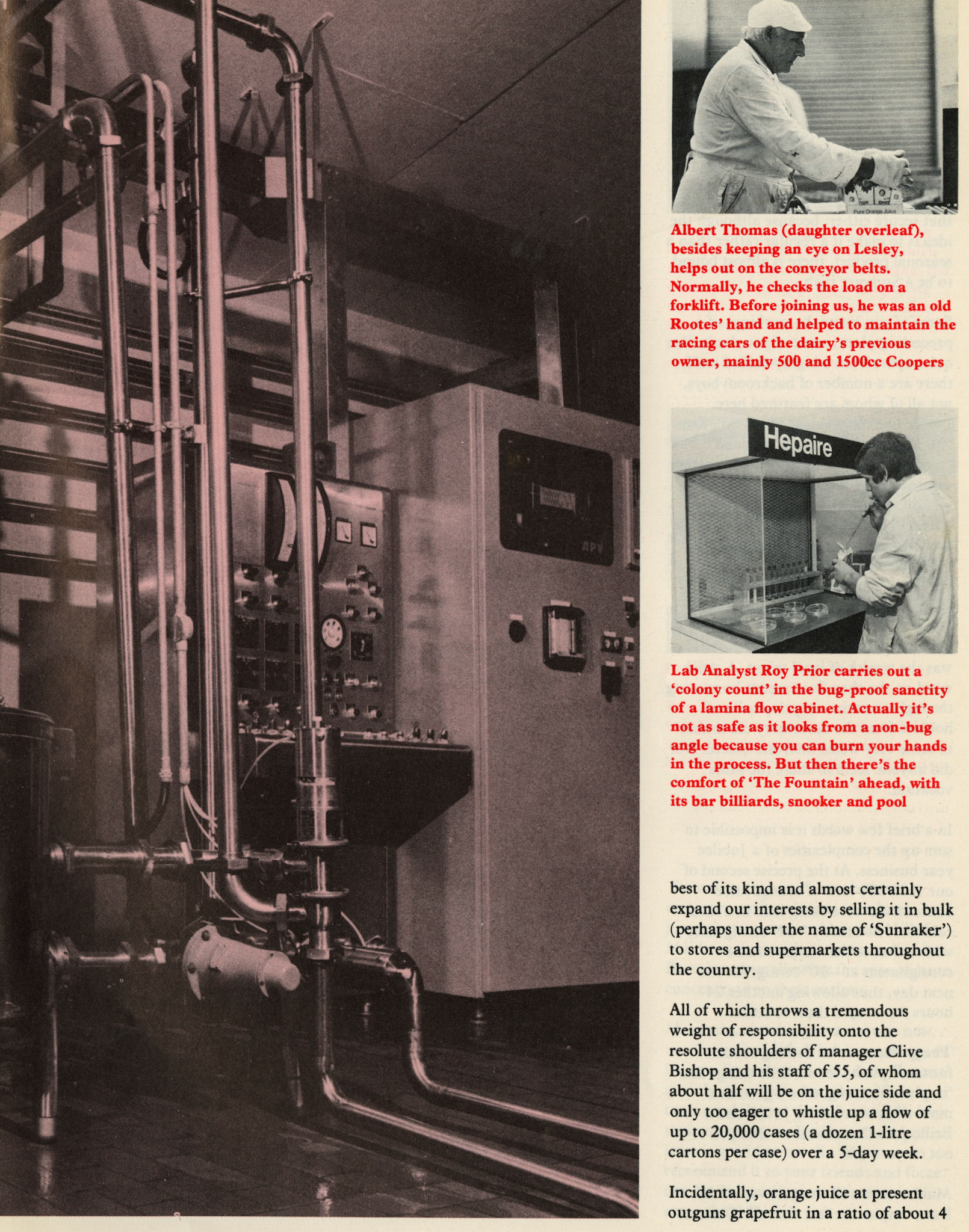 1977 - UHT production of milk and juice