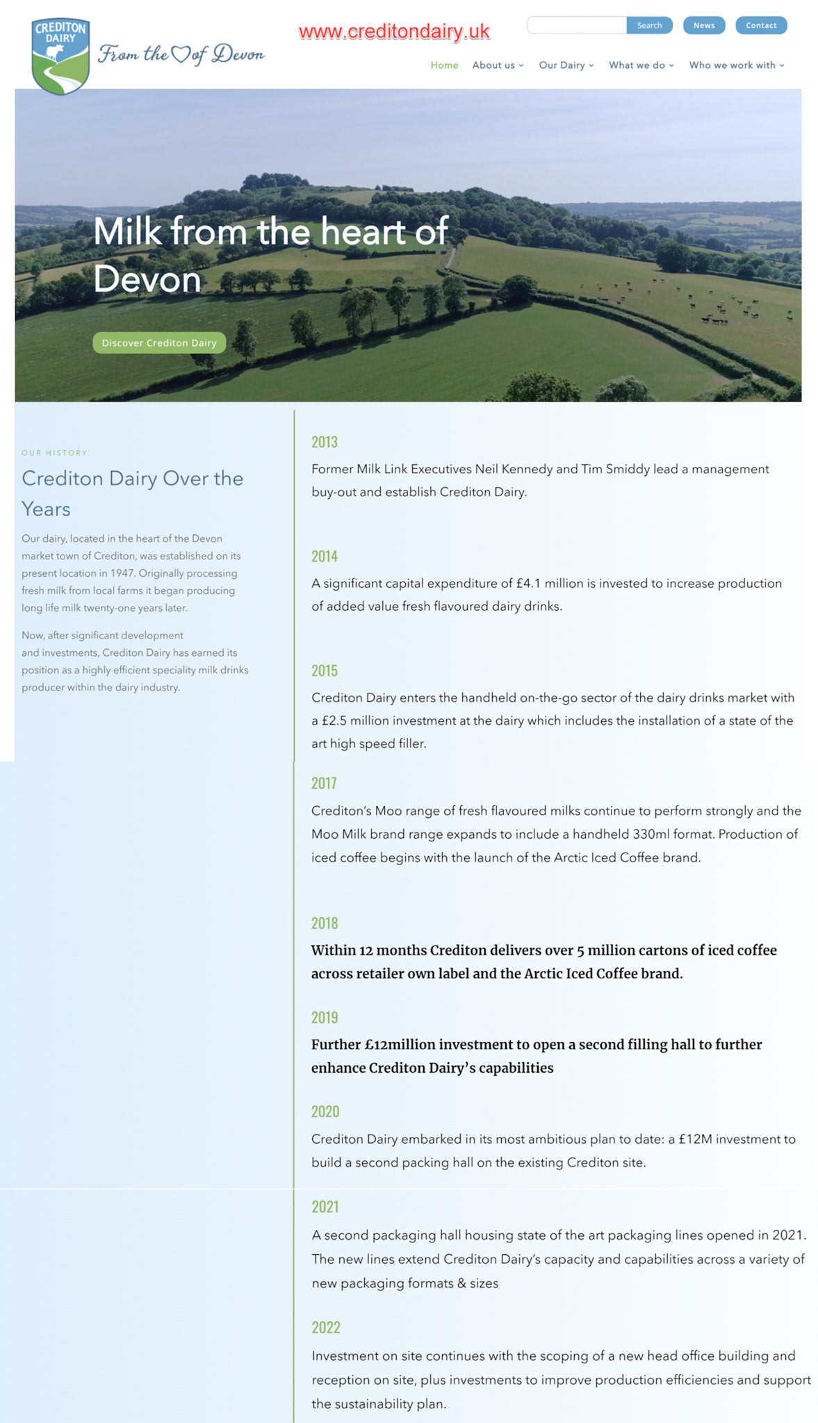 2023 Crediton Dairy History - from their current website www.creditondairy.uk