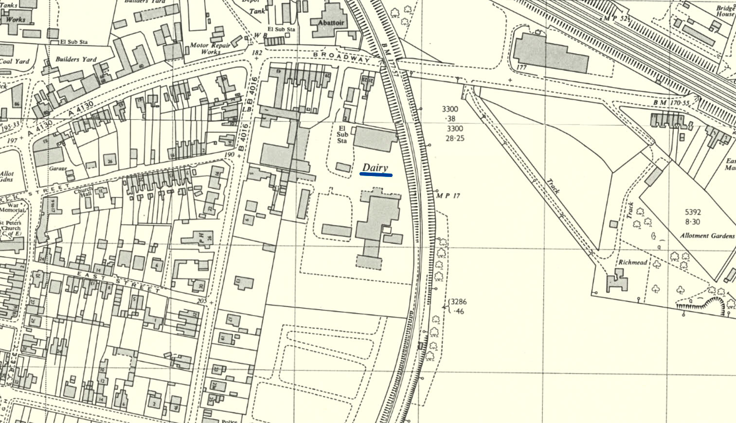 1970's Didcot Dairy Location (Courtesy National Library of Scotland)