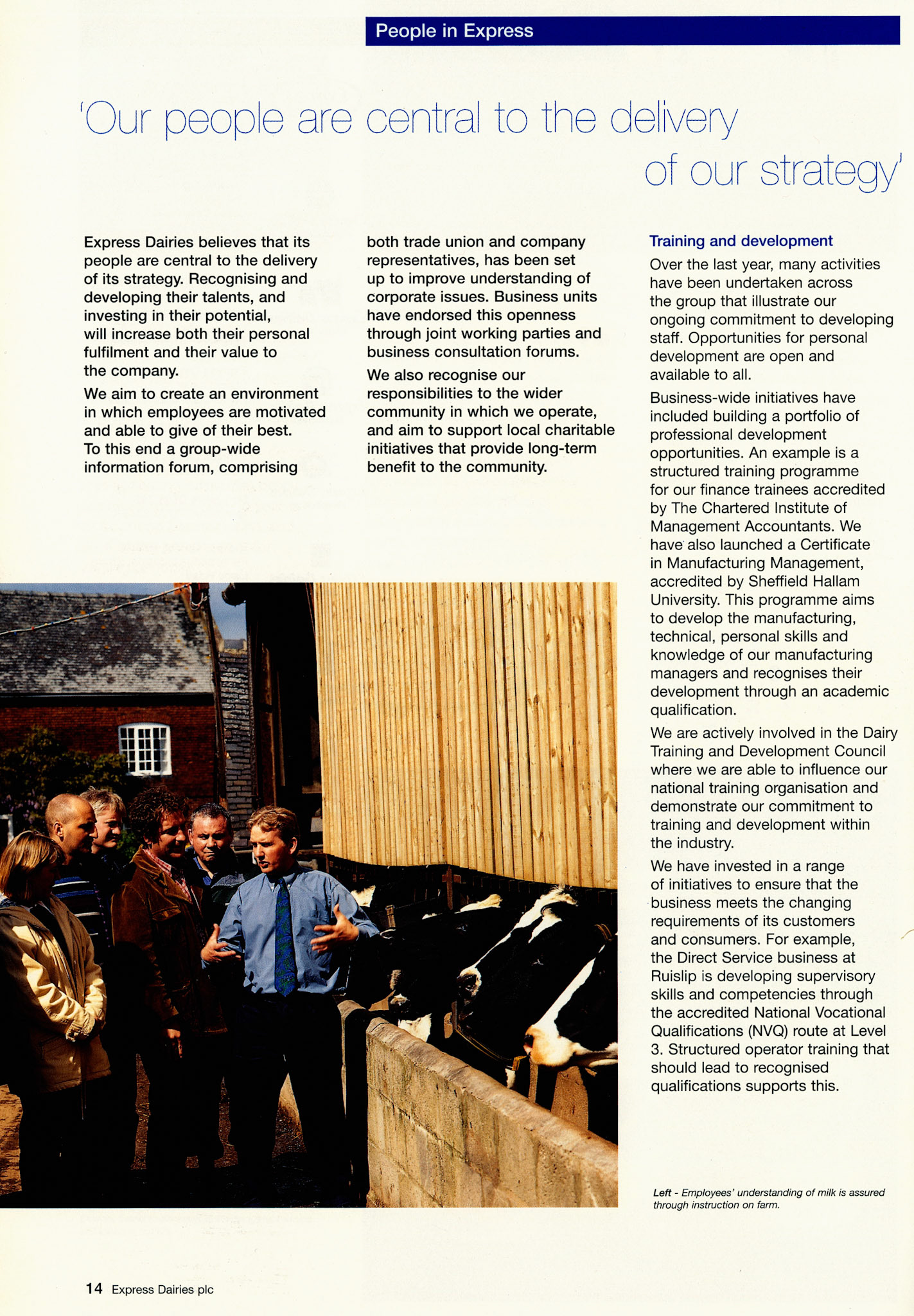 1999 Express Dairies plc Annual Report Page 14 (Courtesy Paul Smith)