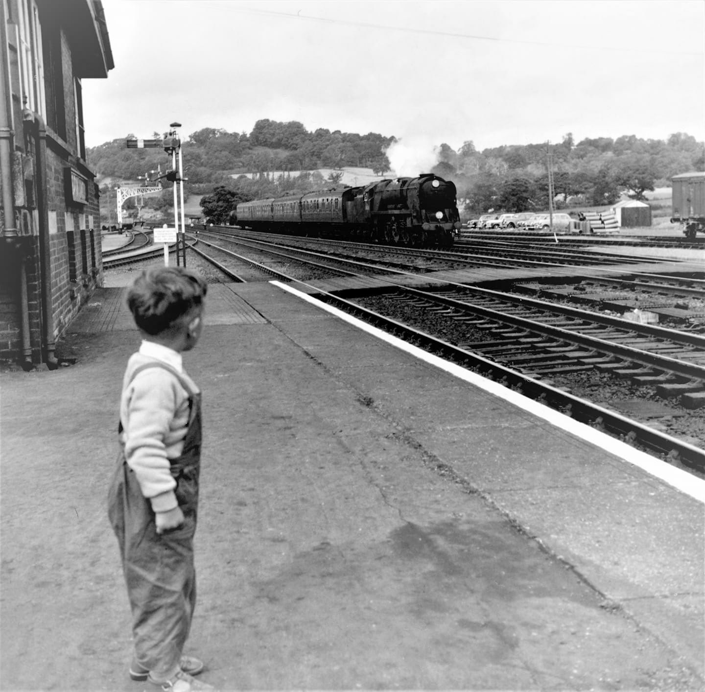 1962 Seaton Junction. Ian Waldie comments "A photo of me taken by my Dad". (Courtesy Ian Waldie)