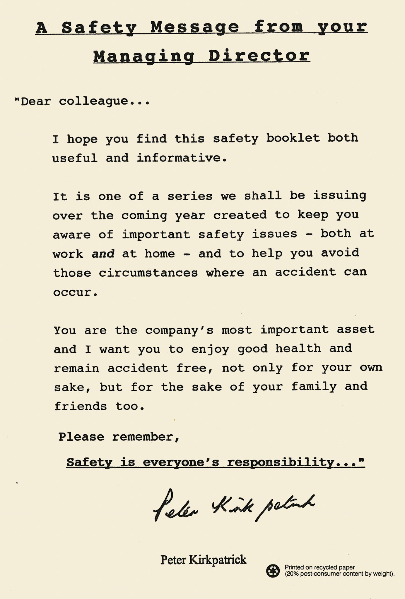1997 Express/ Dale Farm 'Safe Manual Handling' booklet