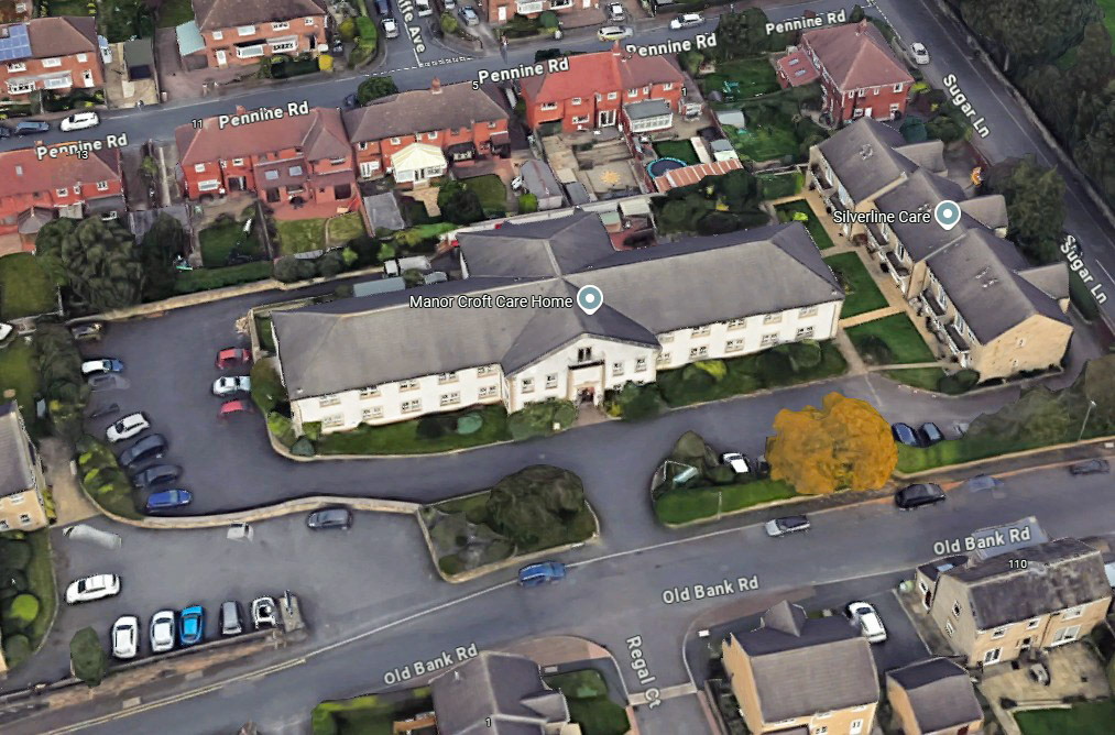 2025 Google Earth image of the site of Manorcroft Dairy, now the Manor Croft Care Home. (Courtesy Tony Cree, Google)