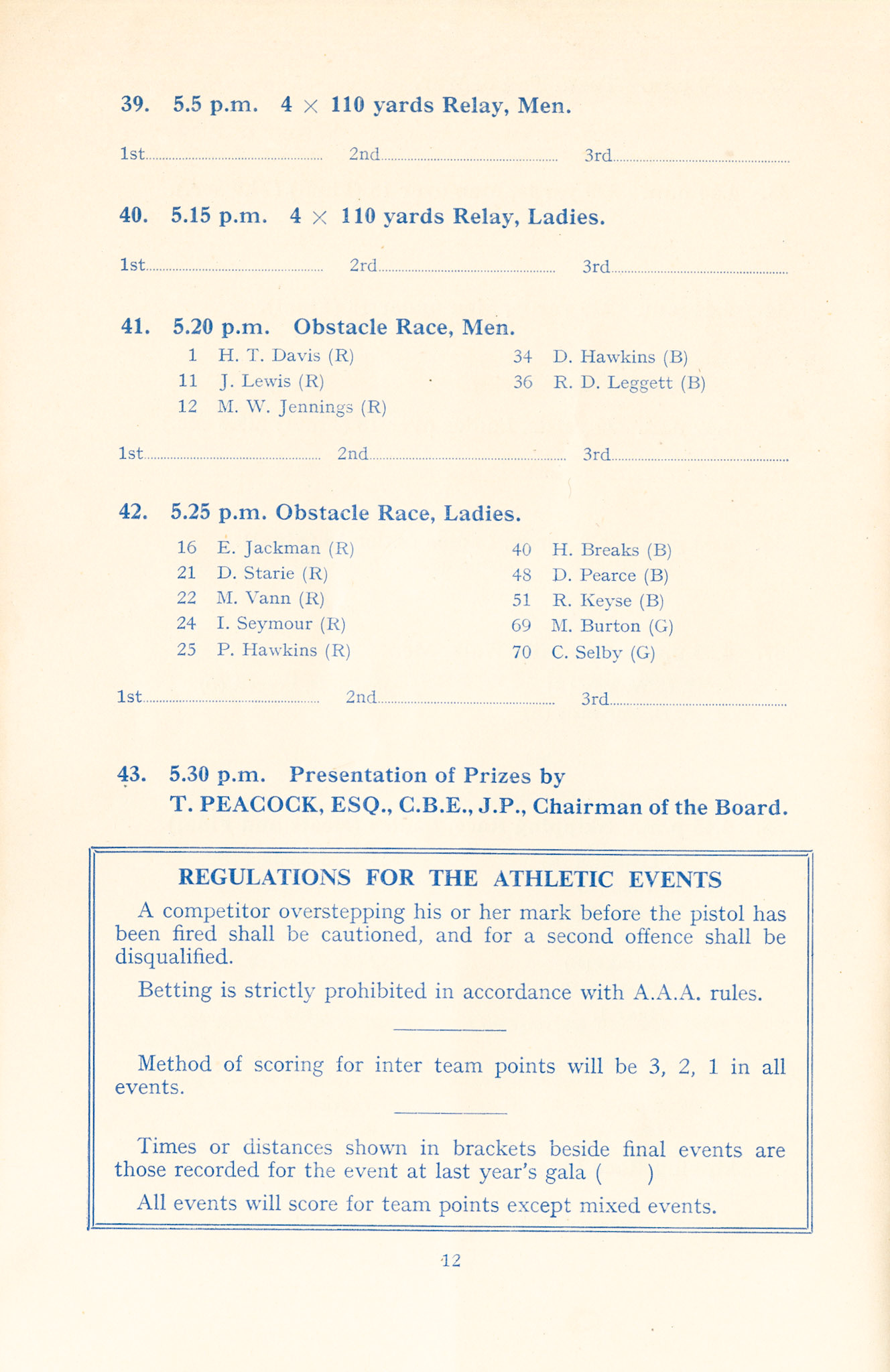 1954 MMB Grand Gala (21st Anniversary), 26th June