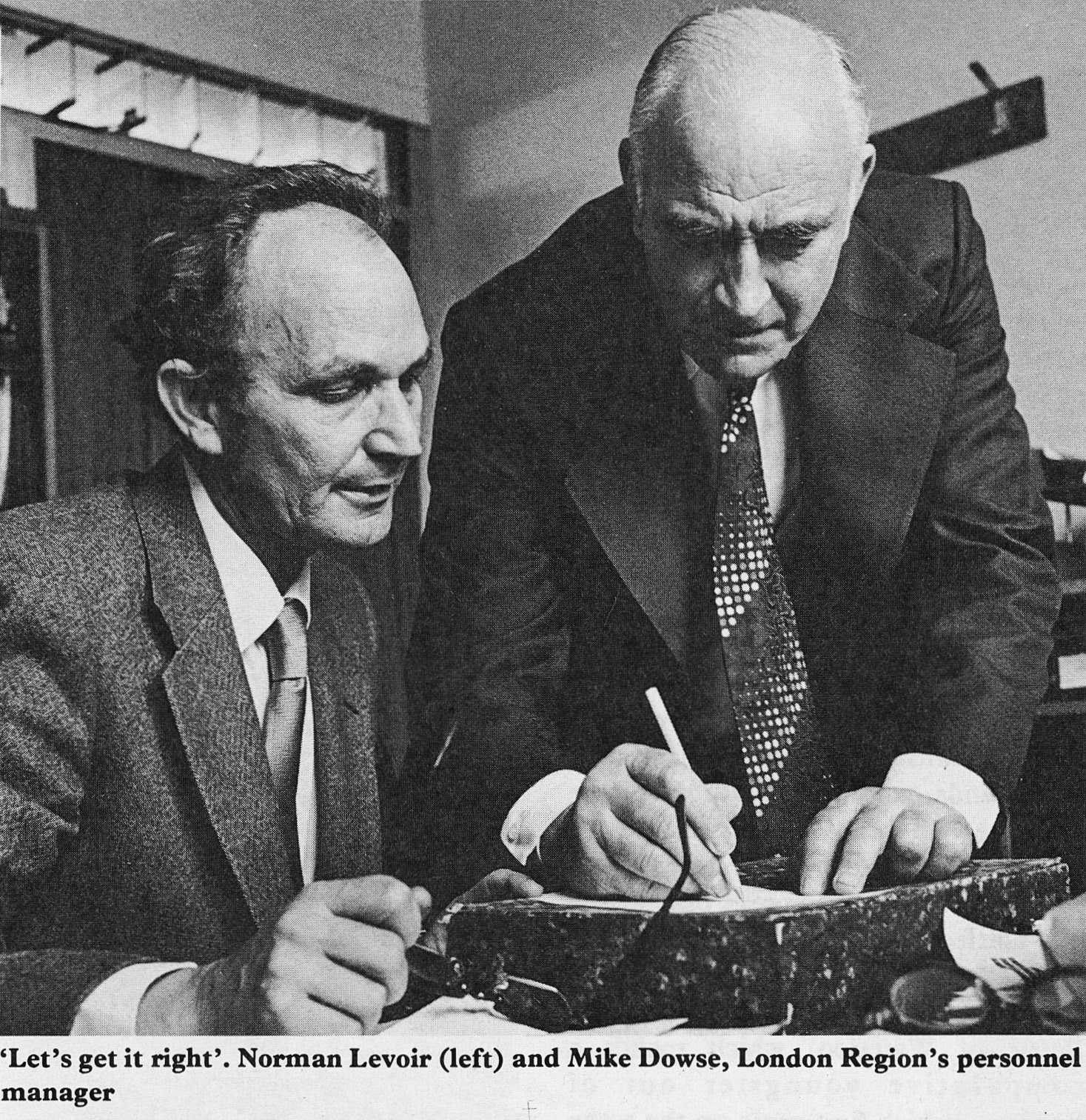 1978 NORMAN LEVOIR and MIKE DOWSE at South Ruislilp - Norman Levoir and Mike Dowse.,London Region Personnel Manager