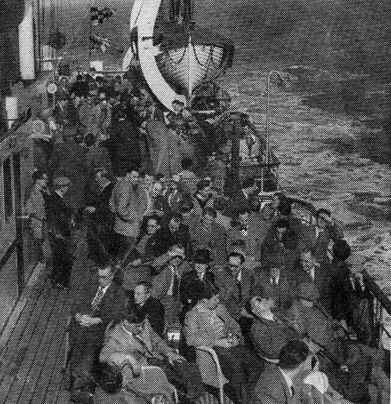 1954 The staff enjoy a day's outing on board the MV Royal Sovereign which was chartered for the Centenary celebrations. (From Express News 1958-September)
