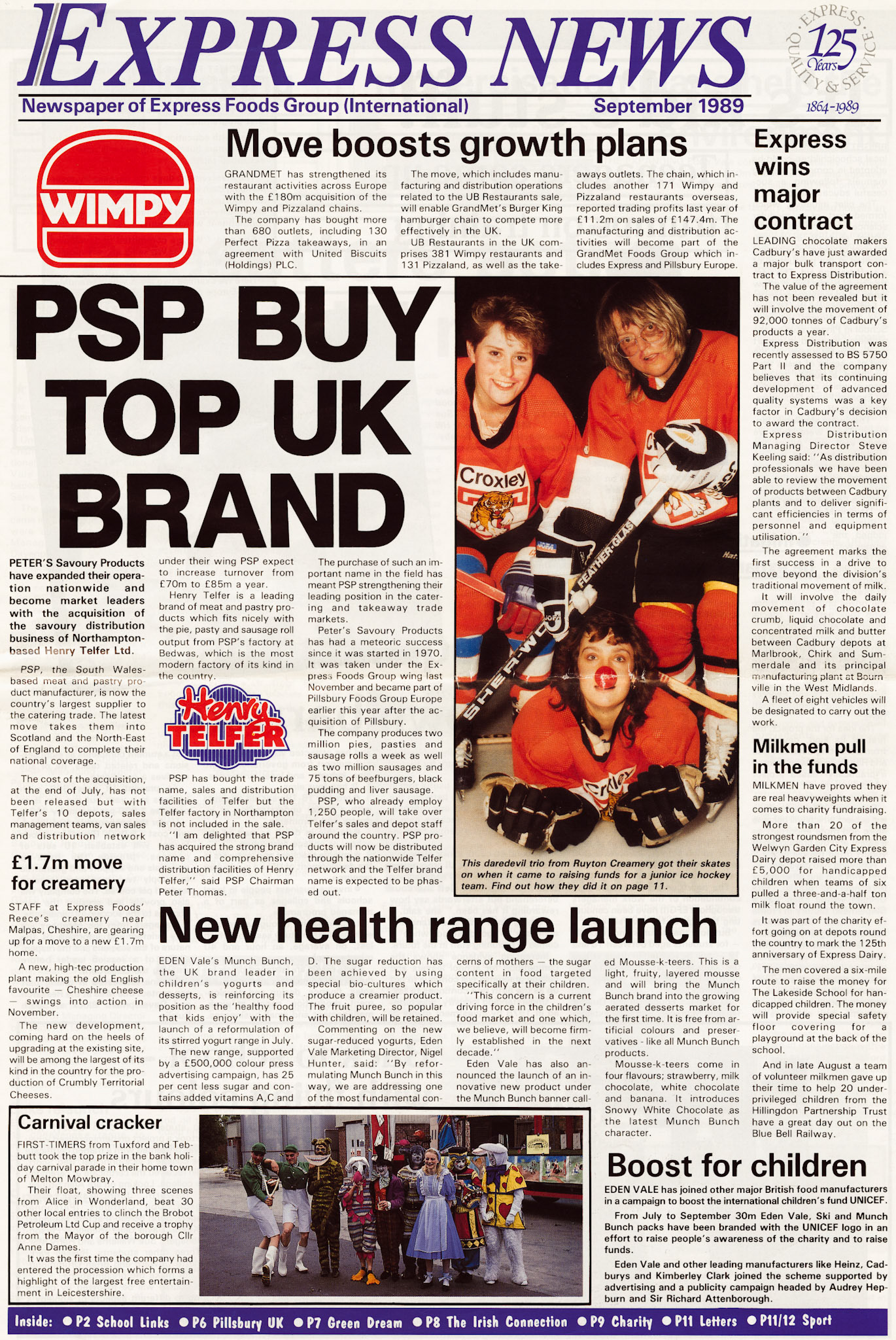 September 1989 Express Foods News Front Cover