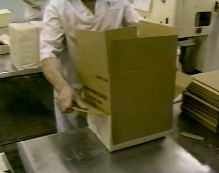1989 Reece's Creamery-Cheshire Cheese Production-heat sealing and boxing, followed by transfer to the cold store