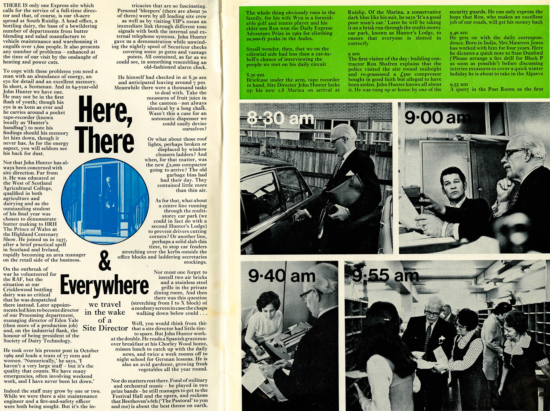 1974 JOHN HUNTER (Day in the Life of John Hunter, Site Director at South Ruislip Head Office)
