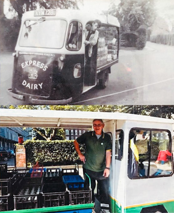 2011 John Carey retires after 50+ years. He started as a schoolboy, then milkman from August 1961 to July 2011 when he retired from Wimbledon Depot (Dairy Crest). (Courtesy John Carey)