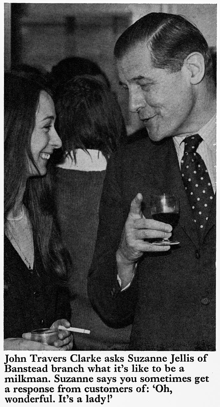 1974 Banstead milk lady Suzanne Jellis with John Travers Clarke at the Robarts House naming ceremony. (Express News Autumn)