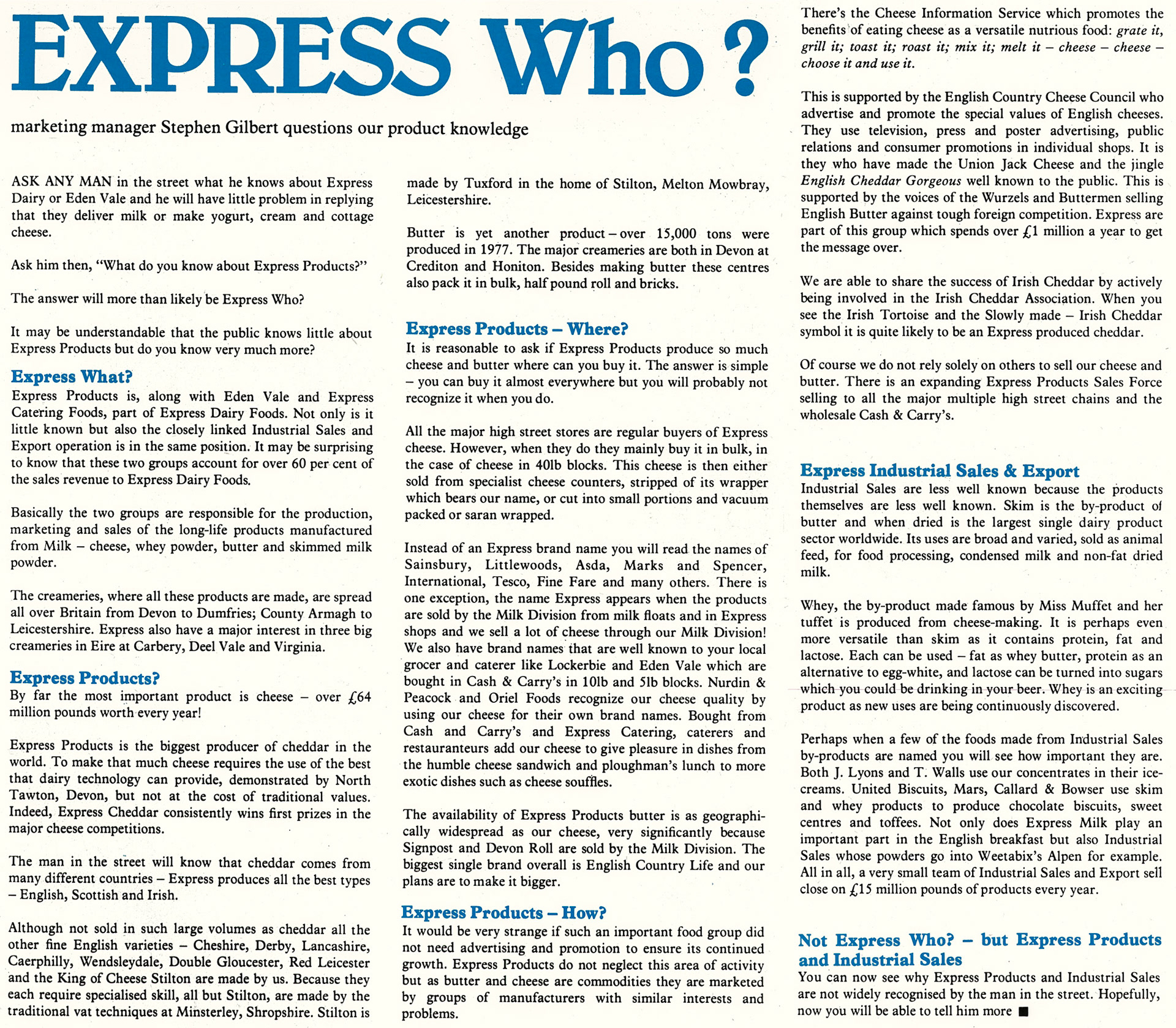 1978 Express Products operations. (Express News Spring)