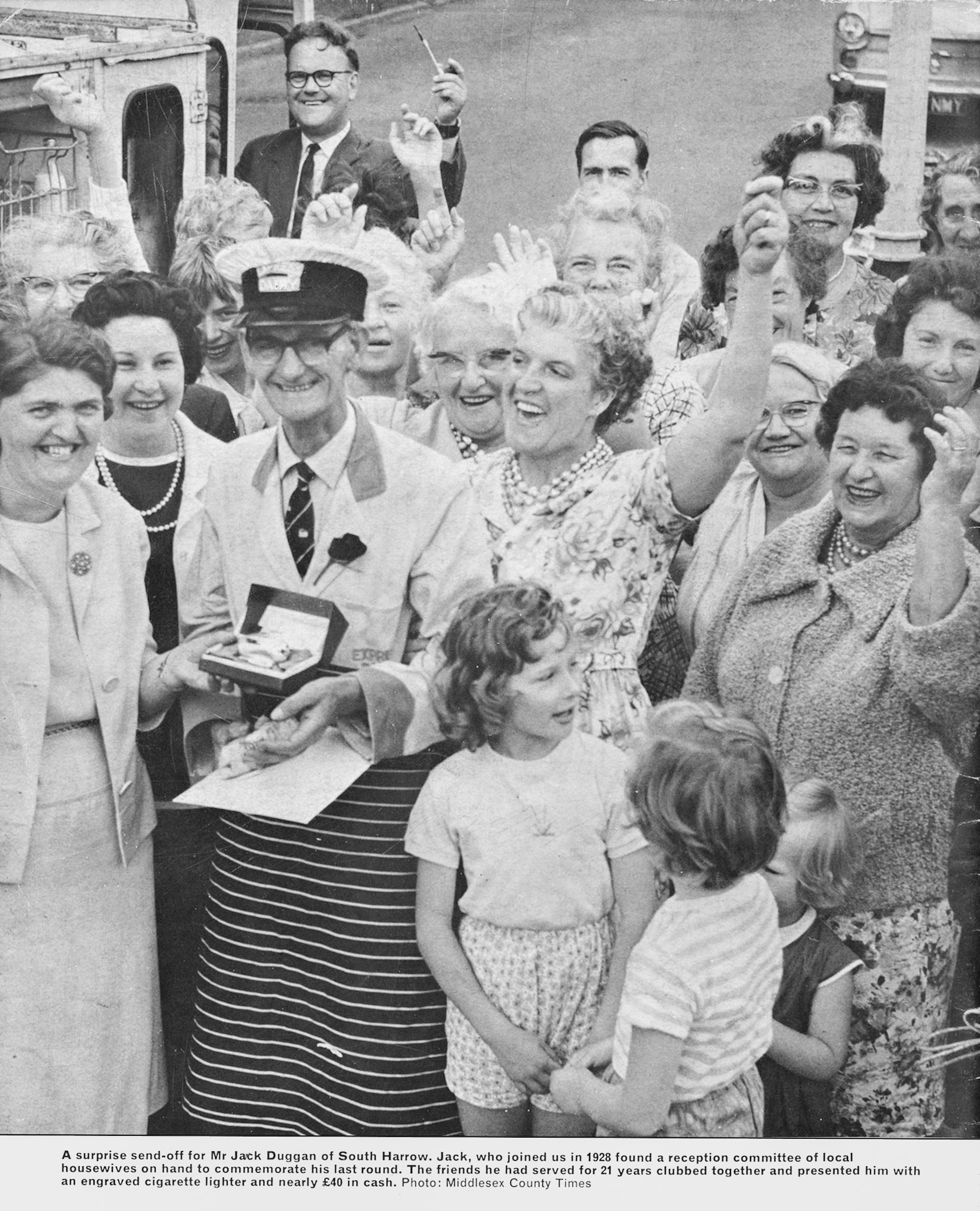 1964 South Harrow milkman Jack Duggan retires after 36 years. (Express News Autumn, Back Cover)