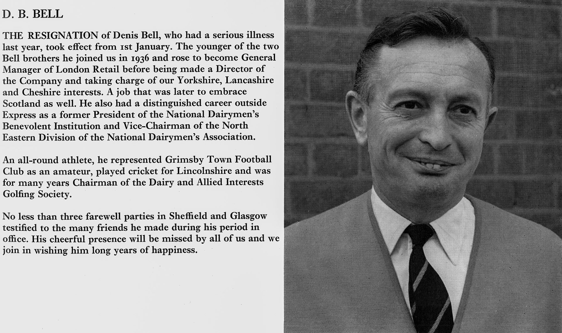 1971 Denis Bell retires due to ill health. (Express News Spring)