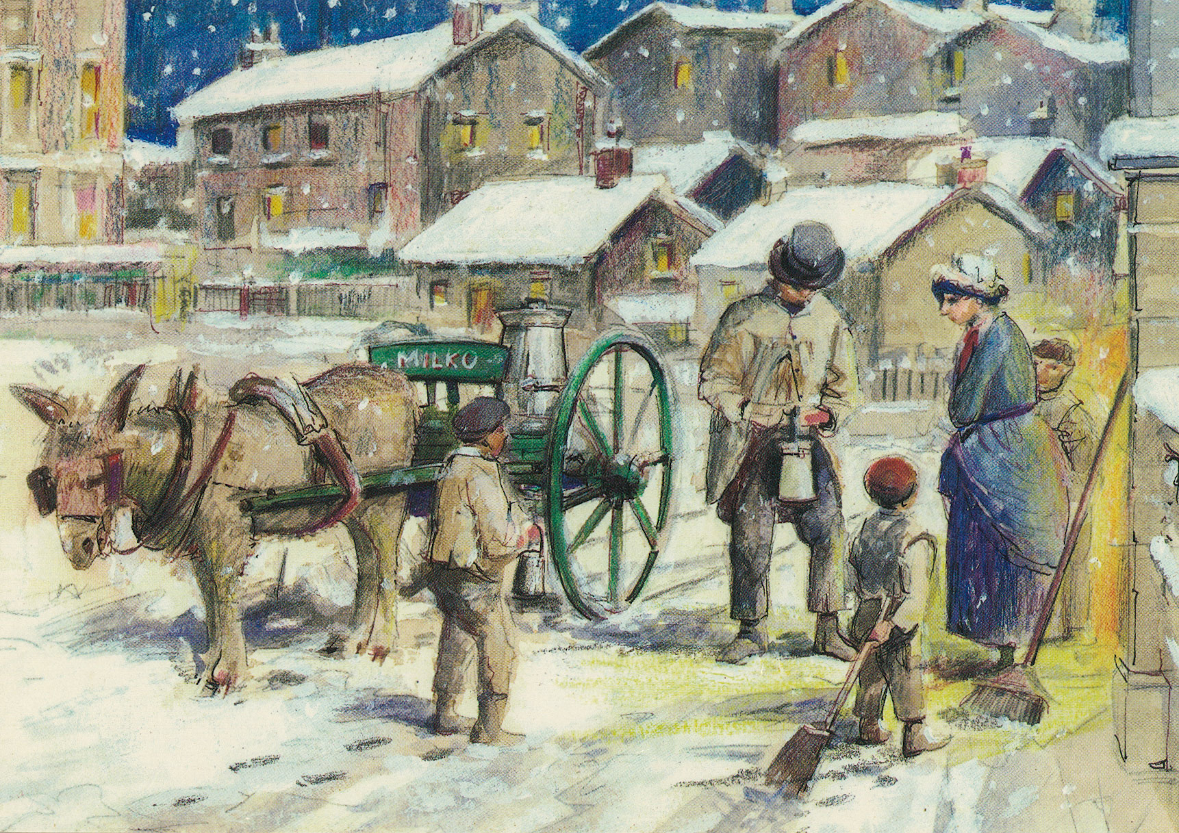 NDBI Xmas card "PERSONAL SERVICE" sent by Job's milkman Steve Hooper to his customers. (Presented by Elaine Randall in memory of her mother Gwen Axten who lived in Marlborough Road, Hanworth and collected this set of cards over the years.)