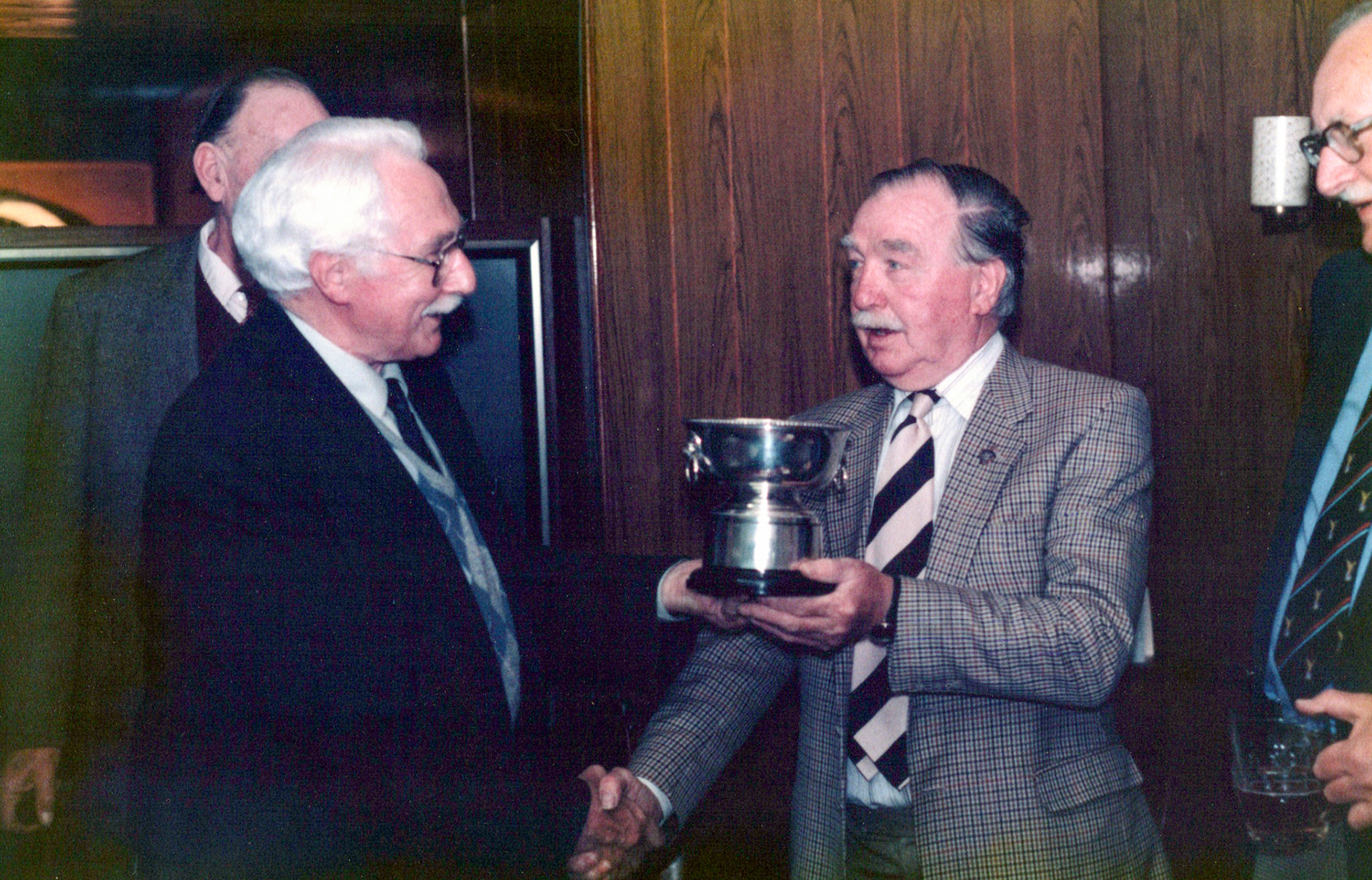 1980's Minsterley British Legion. Norma Preece comments "Lovely photo of Dad John Booth with his very good friend Major Burns" (Courtesy Joe Lyons)