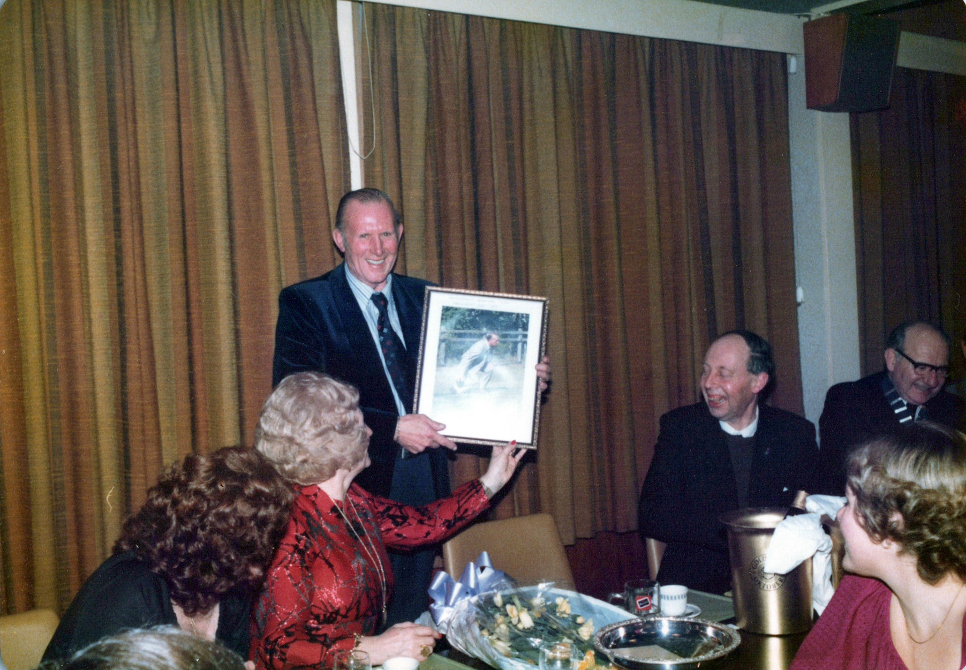1980's Minsterley Bowling Club. Katie Hubbard comments "Uncle Bert &amp; Auntie Edna" (Courtesy Joe Lyons)