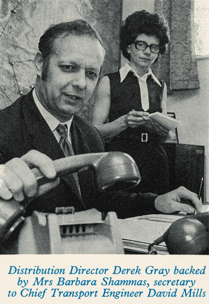 1975 Derek Gray was Distribution Director, pictured with Barbara Shammas. (Express News Spring)