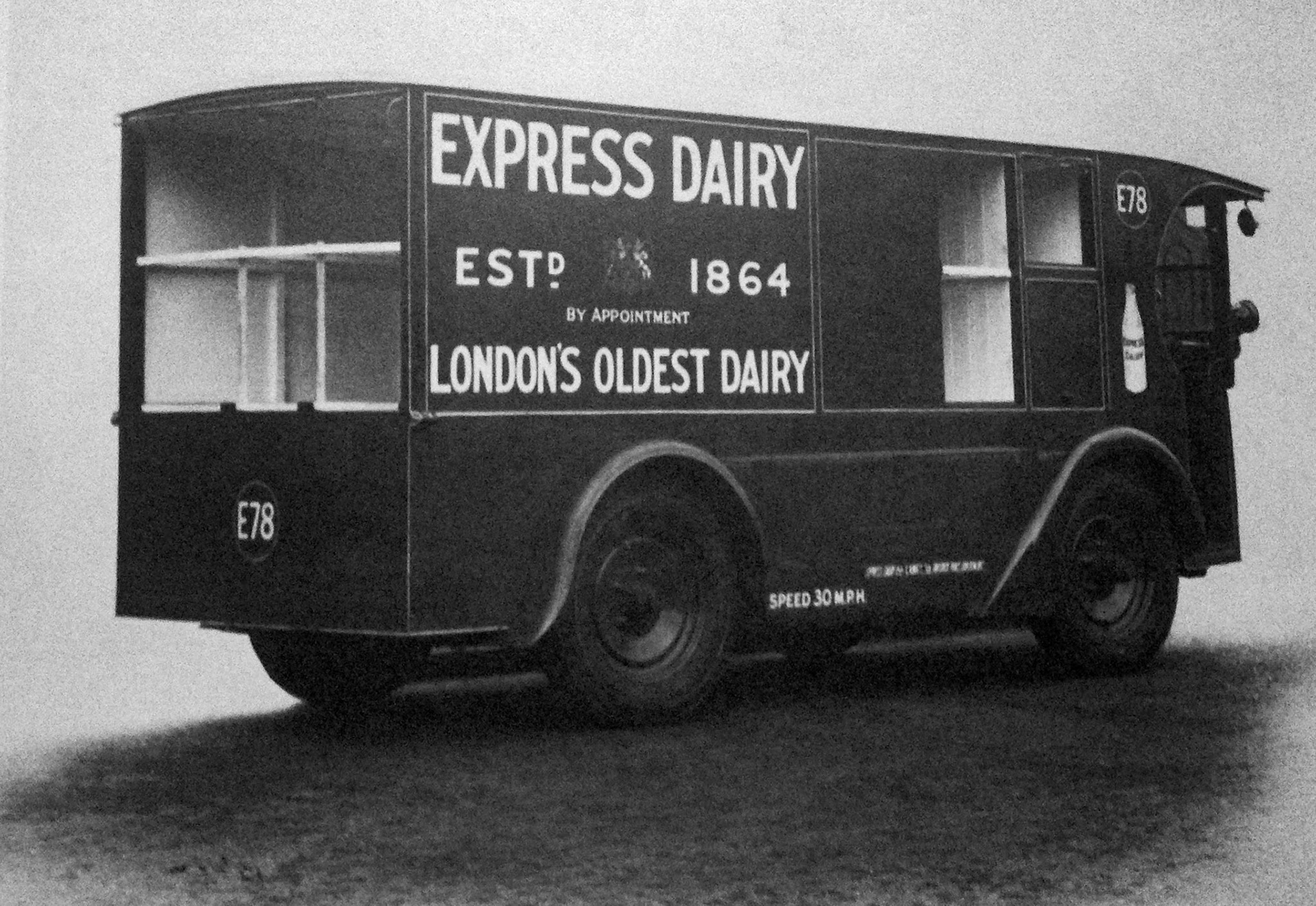 1934 Early electric milk float from Metropolitan Vickers, with dry ice container behind driver.