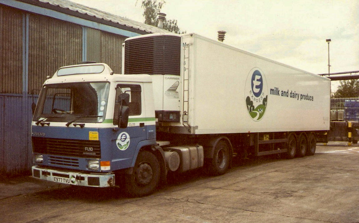 1987 Reg Volvo FL10 E977 TVU outside South Morden workshop