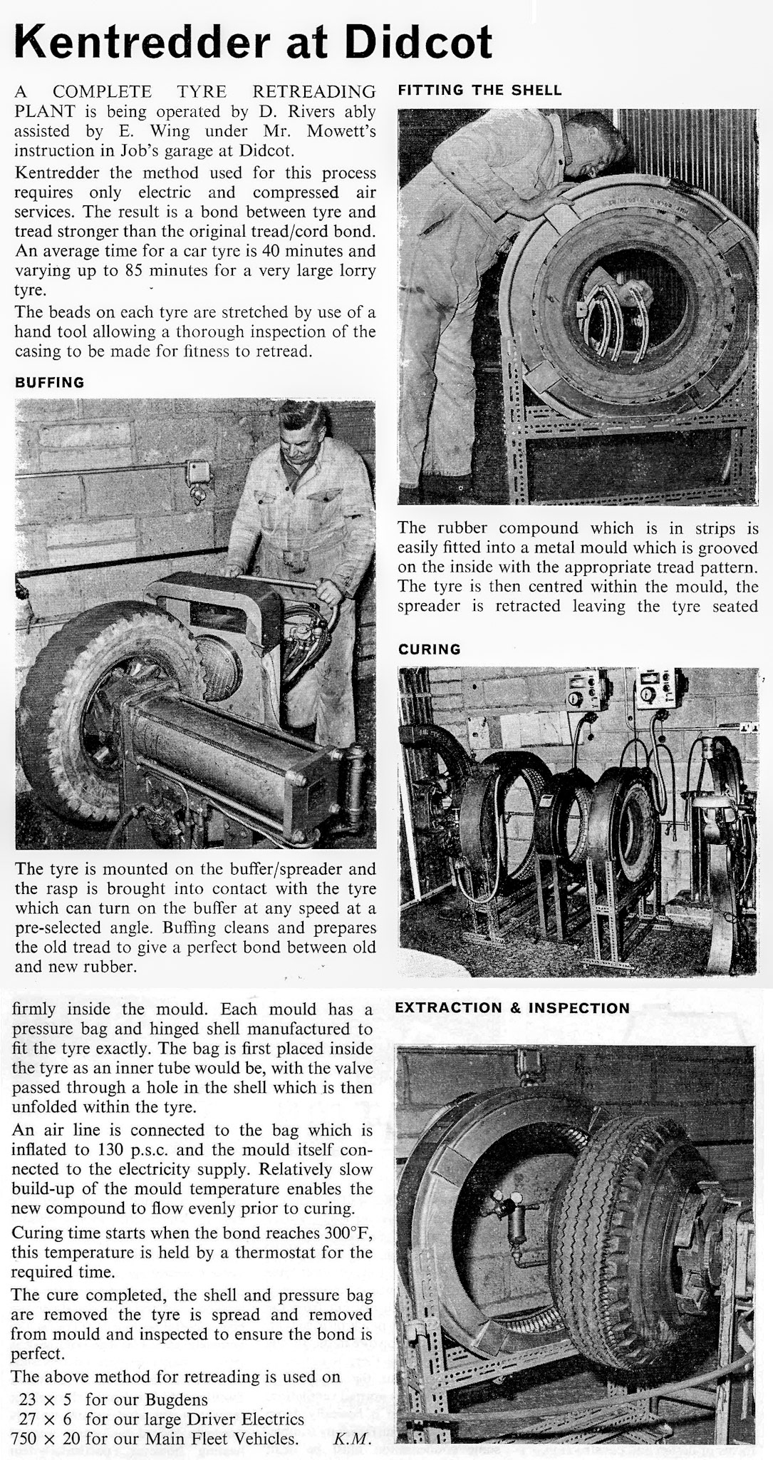 1967 Tyre re-treading in action at Didcot. (Courtesy Roberts Foundation, Book of Job)