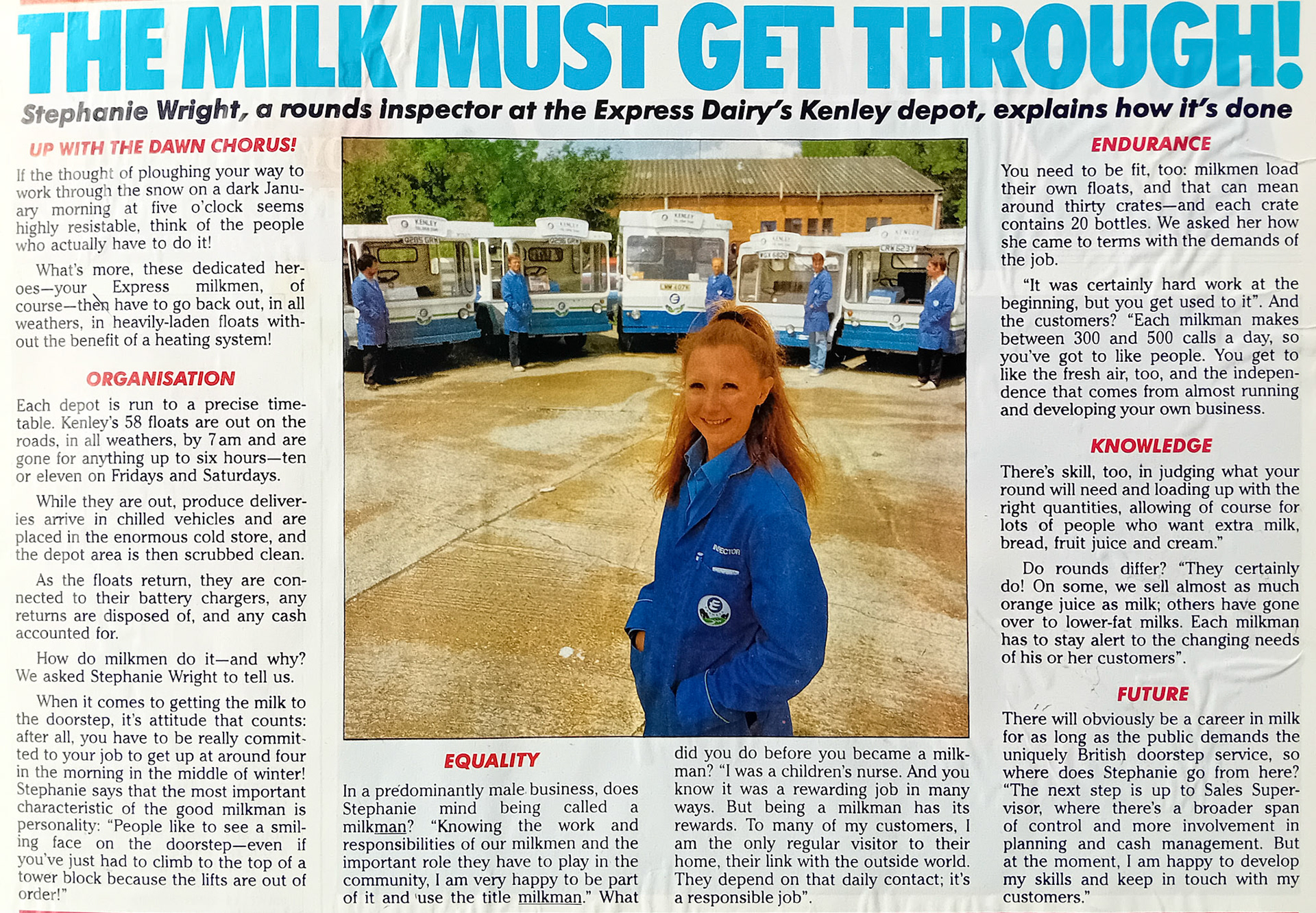 1980's? Stephanie Wright's story as rounds Inspector at Kenley Depot. (Courtesy Paul Smith)