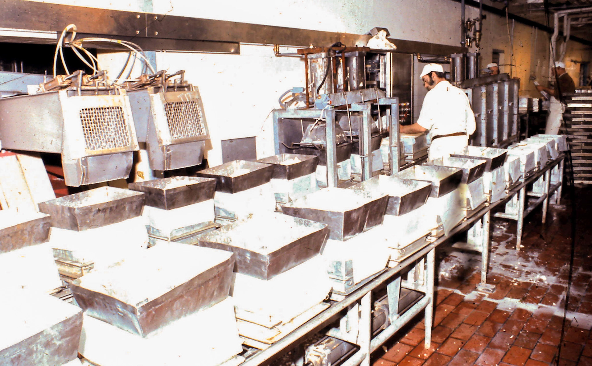1970's? Appleby cheese mould filling. (Courtesy and comments by David Rooke)