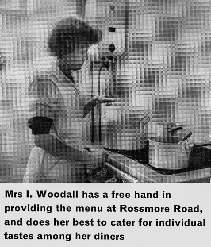 1963 Rossmore Road Manageress Mrs I. Woodall , from Staff Canteen Feature (Express News Autumn)