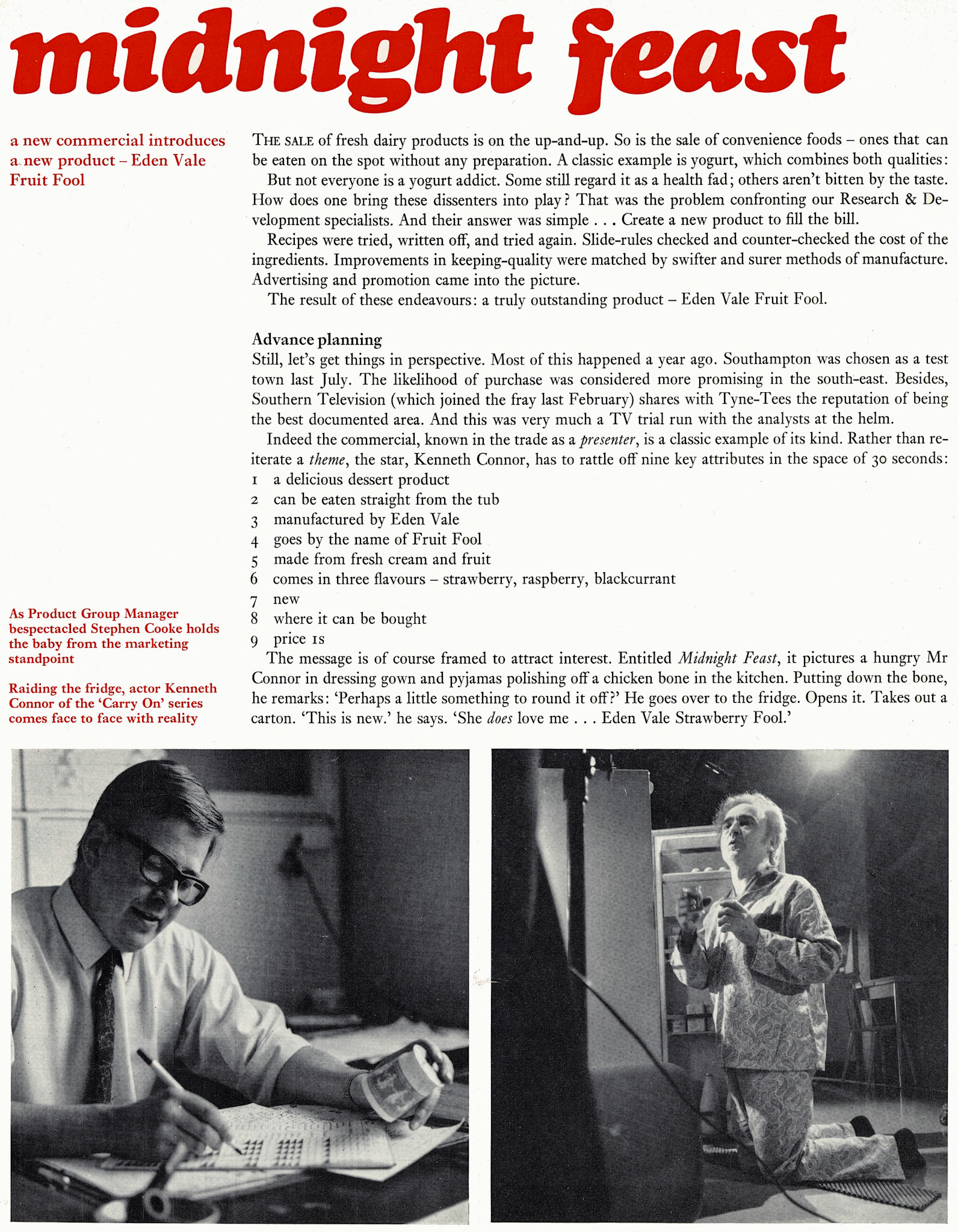 1970 Eden Vale launch Fruit Fools - Strawberry, Raspberry and Blackcurrant (Courtesy Doreen Williams)