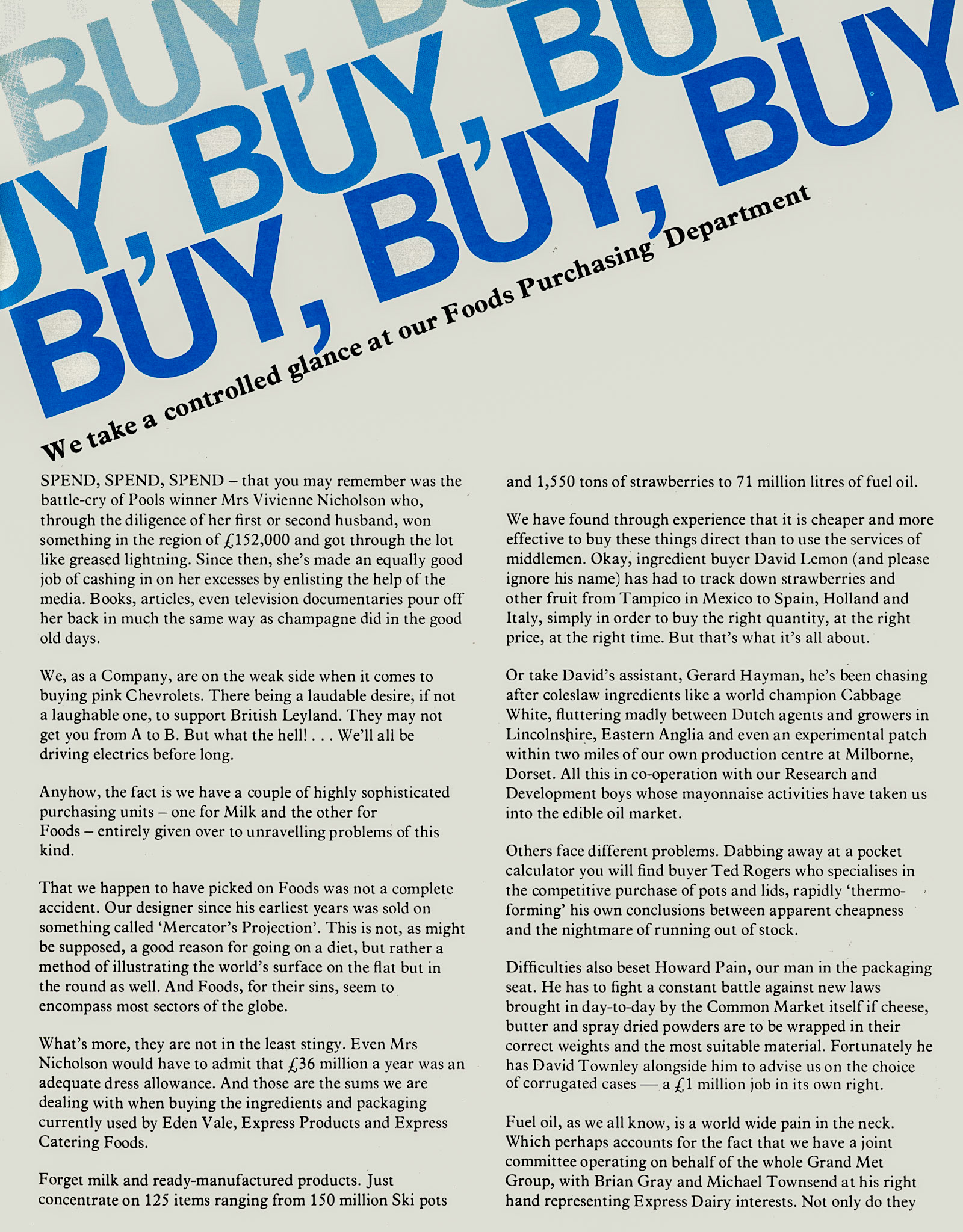 1978 Express Foods Purchasing Department explained. (Express News Summer)