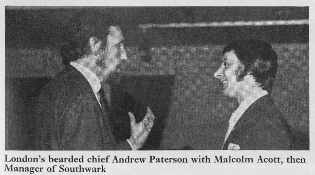 1973 Andrew Paterson (London Milk Director) with Malcolm Acott, then manager of Southwark Depot