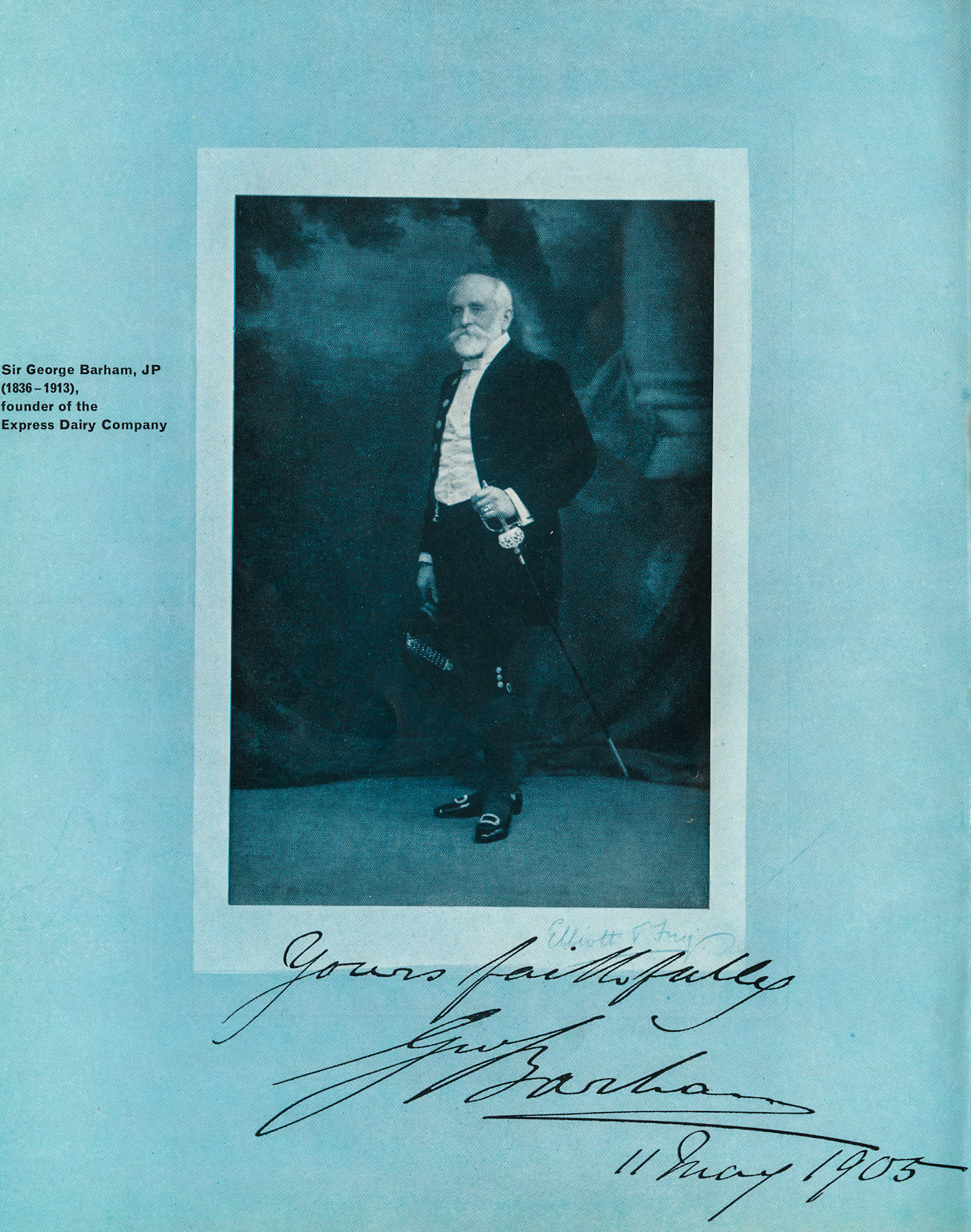 1905 SIR GEORGE BARHAM (Founder of Express Dairy, from Express Story 1864 - 1964)