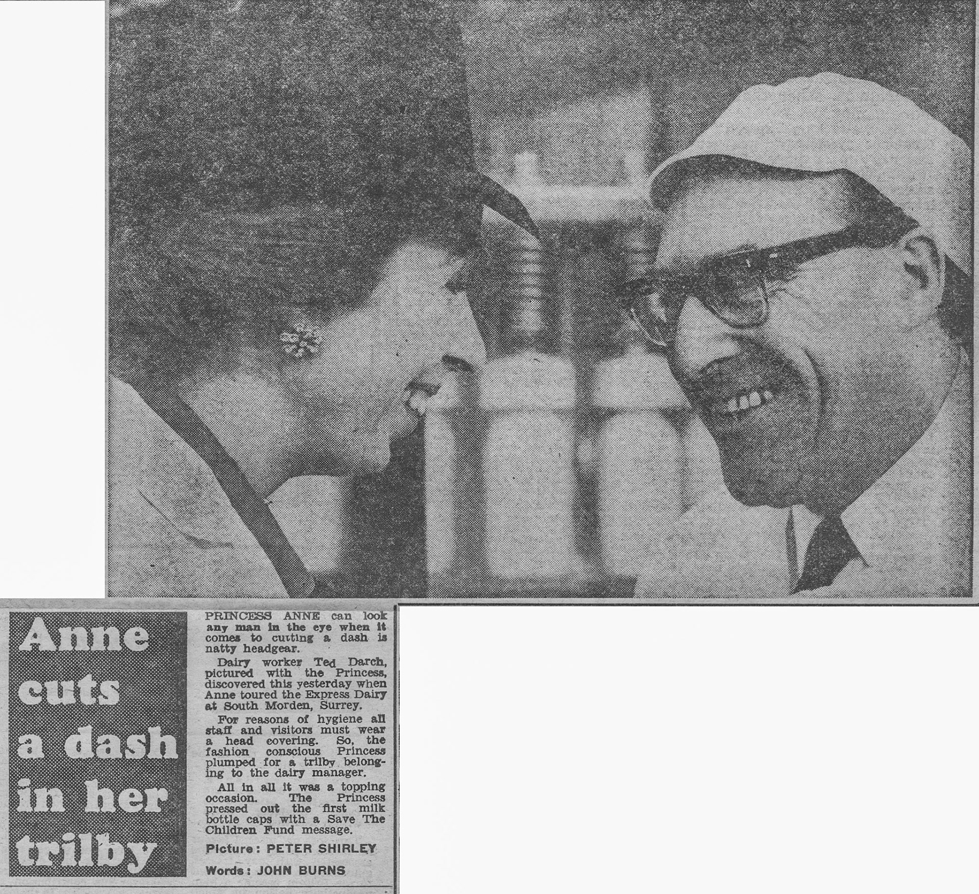 Princess Anne's visit to South Morden from the Daily Express