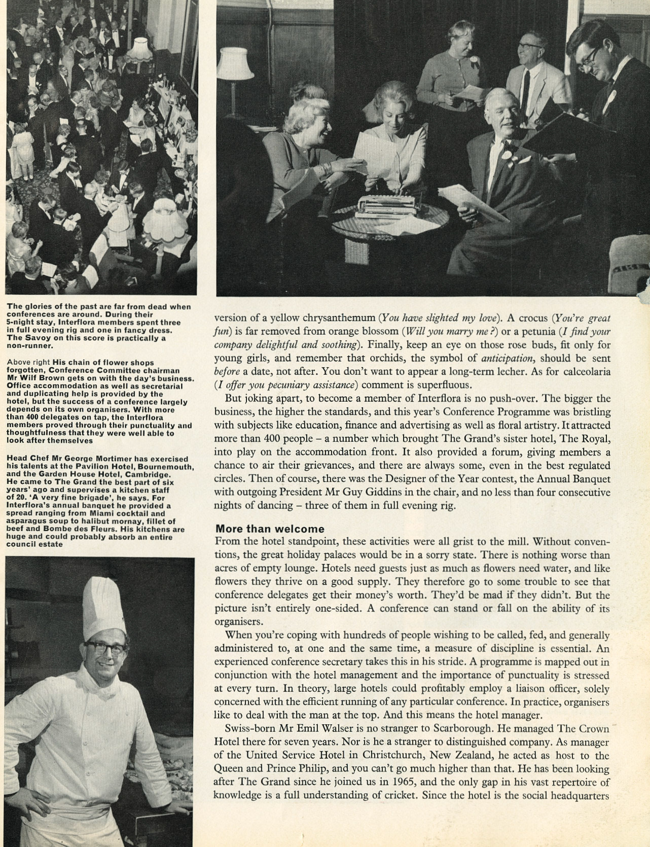 1967 The Grand Hotel, Scarborough hosts Interflora