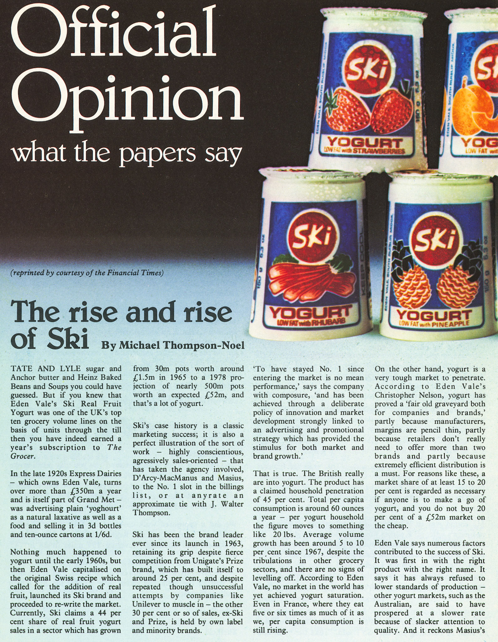 1978 Ski article reprinted from the Financial Times. (Express News Autumn)