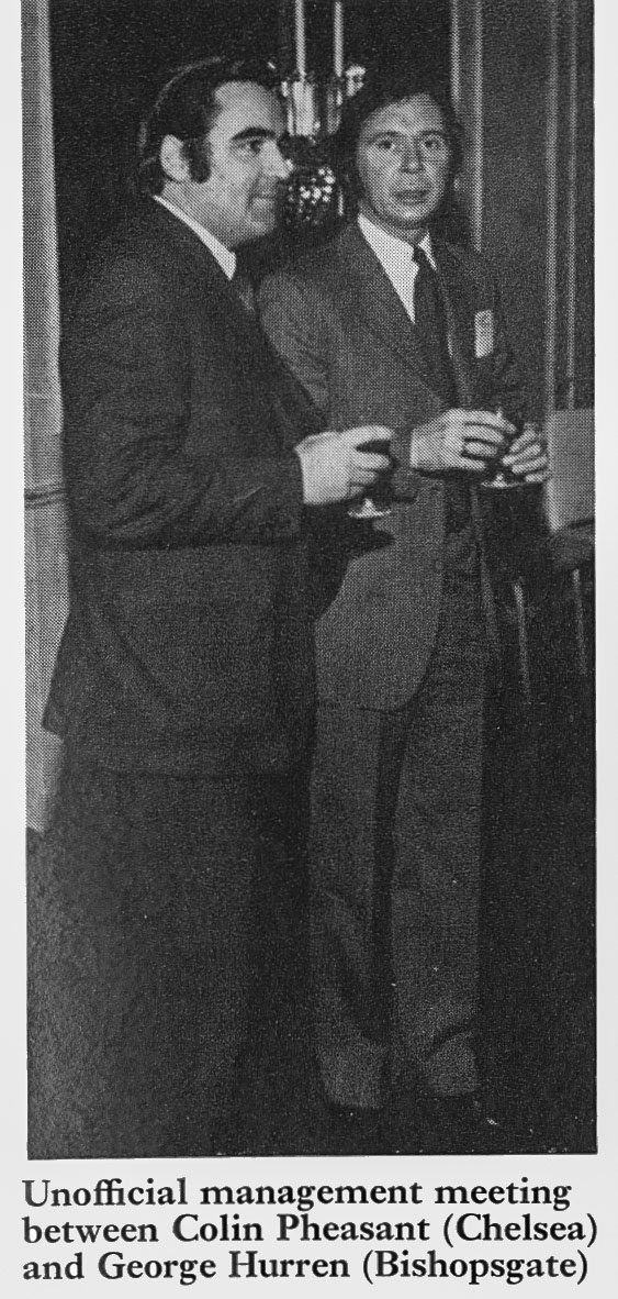 1973 Colin Pheasant (Chelsea) with George Hurren (Bishopsgate) (Express News Autumn)