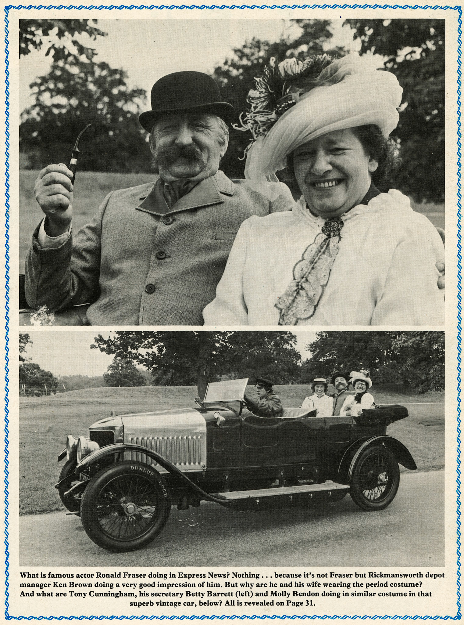 1980 Rickmansworth Depot Manager Ken Brown doing an impression of famous actor Ronald Fraser. Together with Tony Cunningham and his secretary Betty Bartlett, and Molly Bendon.