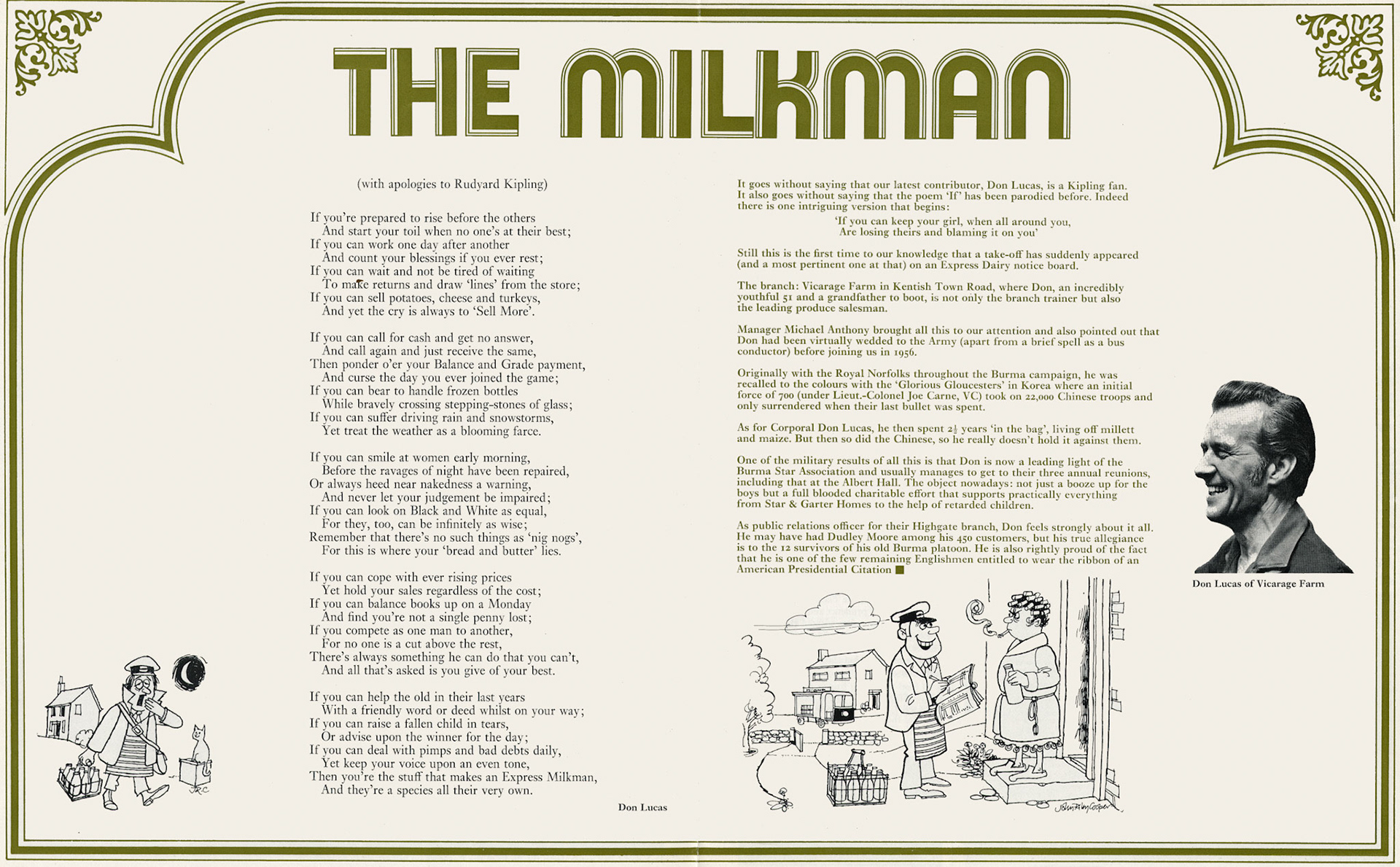 1973 Poem written by Don Lucas of Vicarage Farm, Kentish Town. Lynne Mcdowall comments "Renee Buddington was the Chief Clerk and Michael Anthony was manager, we went there for training on decimalisation." (Express News Christmas)
