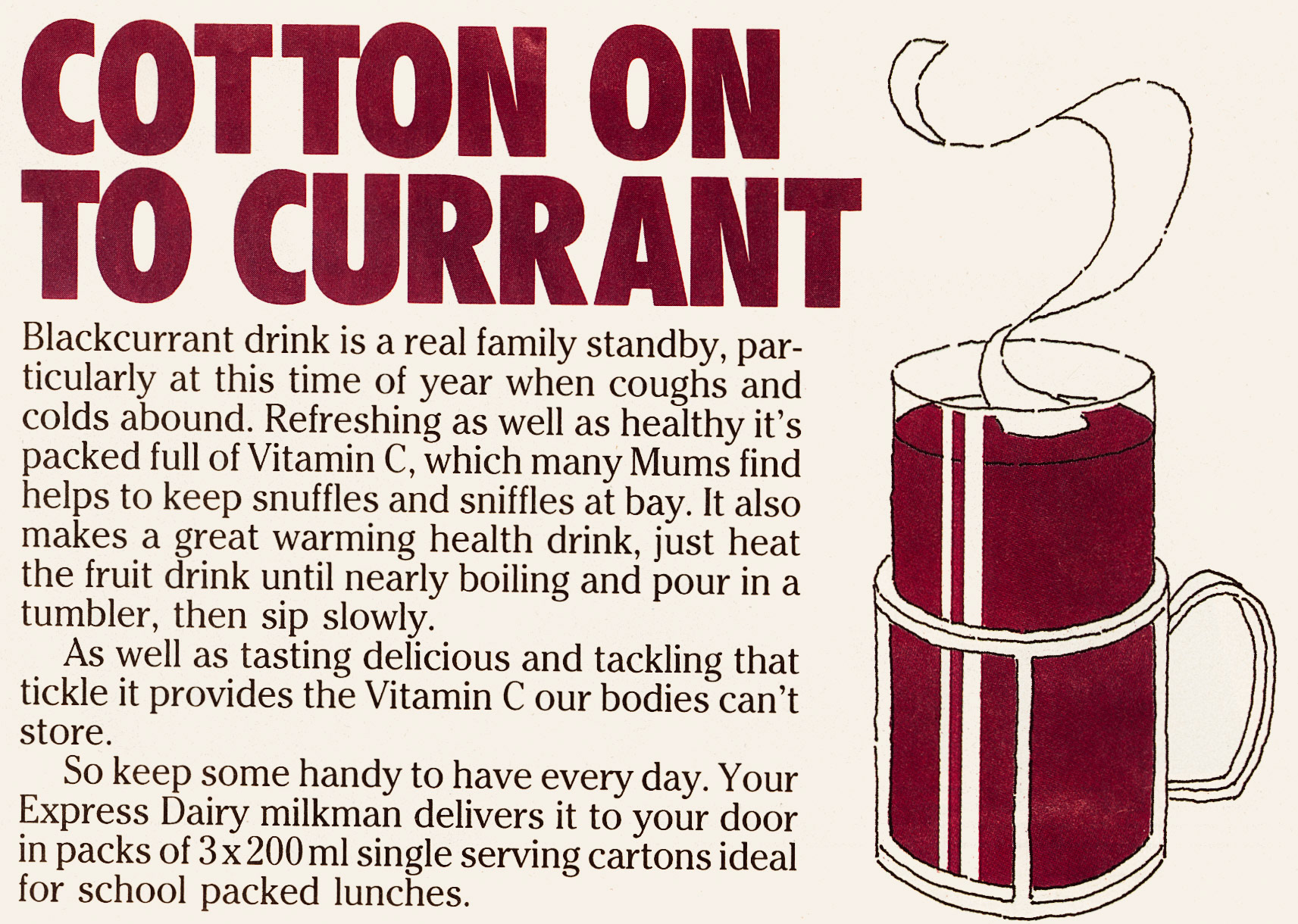 1986 advert from 'The Dairy Express', March (Courtesy Michael Aldread)