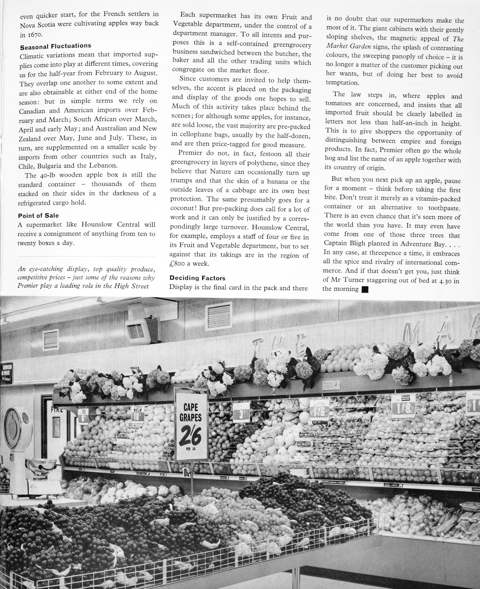 1962 Feature article about fruit and vegetable sales. (Express News Autumn)