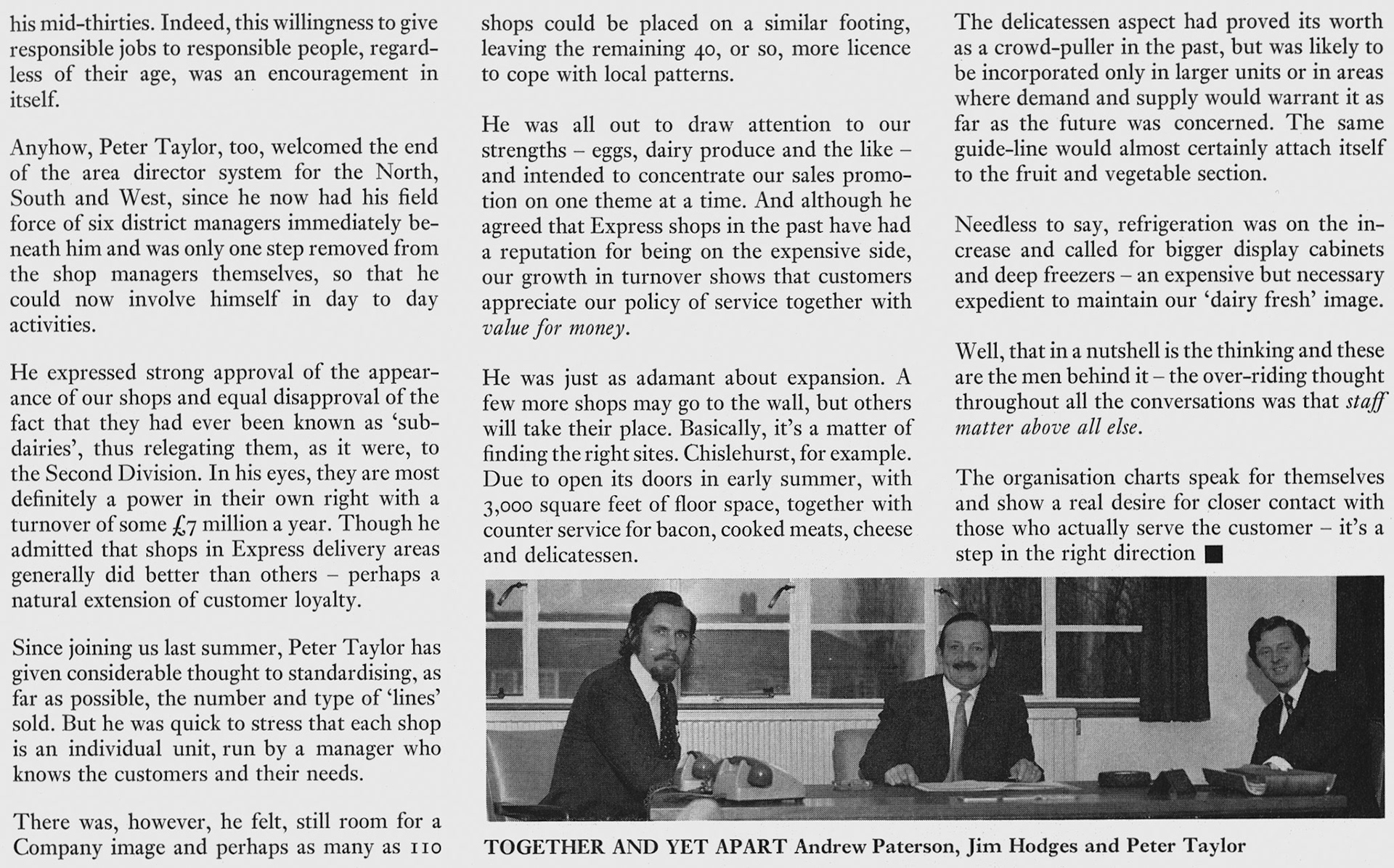 1972 New Retail Management structure in London. (Express News Spring)