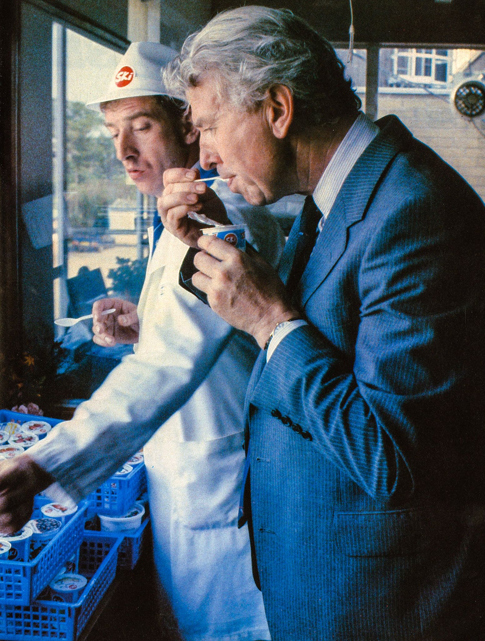 1982 Exotic Yogurt at Cuddington - Factory Manager Willy Spence with Peter Walker, Minister of Agriculture